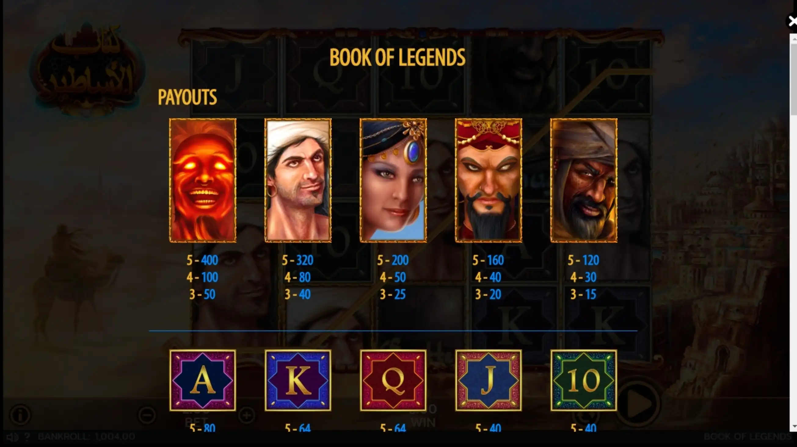 Info of Book of Legends Slot Game by 888 Gaming