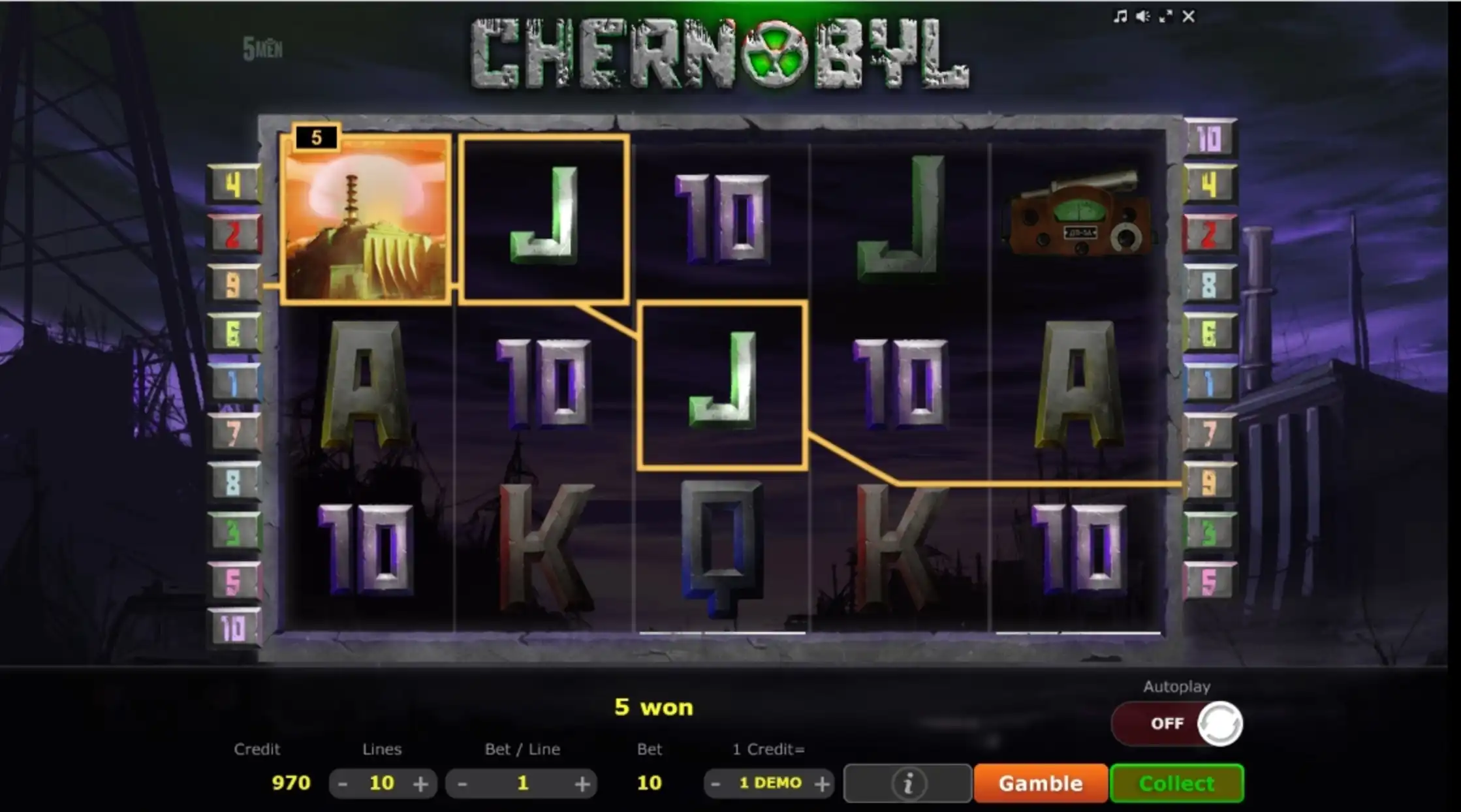 Win Money in Chernobyl Free Slot Game by Five Men Games