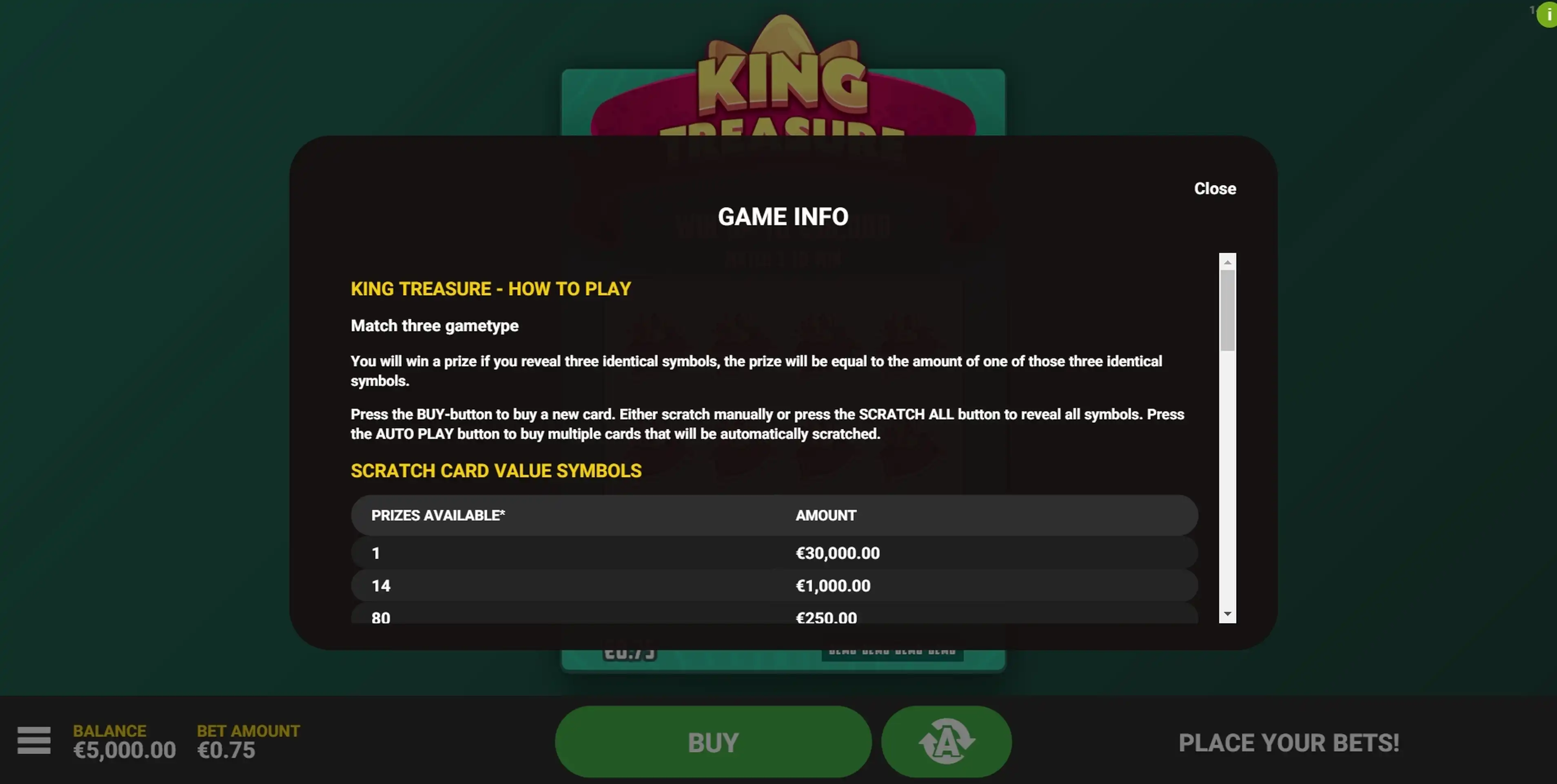 Info of King Treasure Slot Game by Hacksaw Gaming