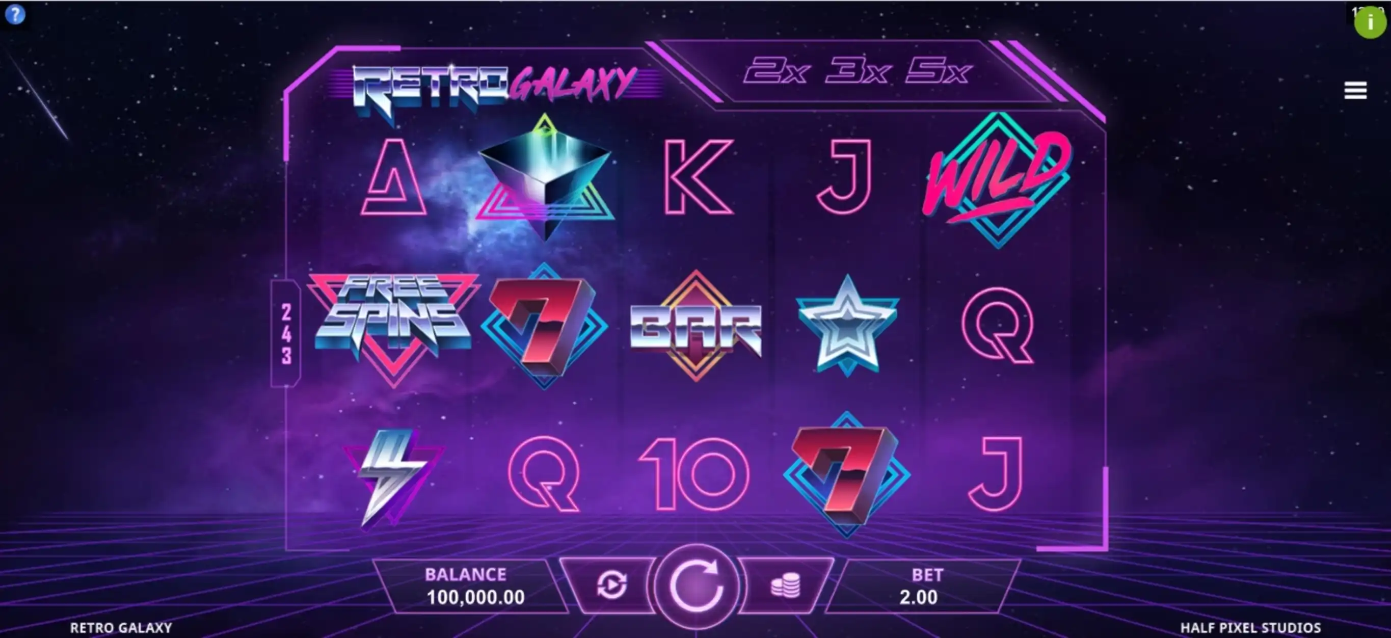 Reels in Retro Galaxy Slot Game by Half Pixel Studio