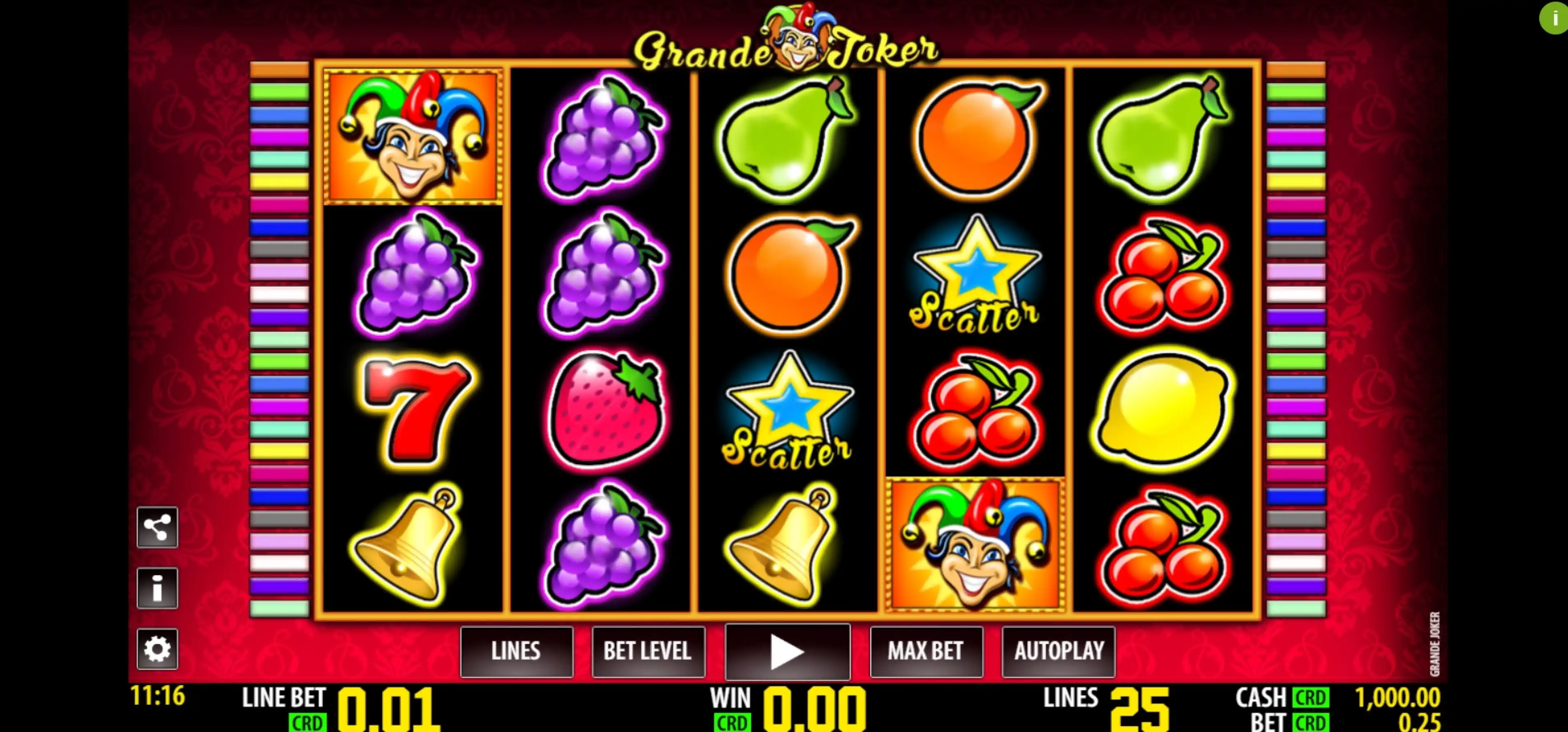 Reels in Grande Joker Slot Game by Nazionale Elettronica