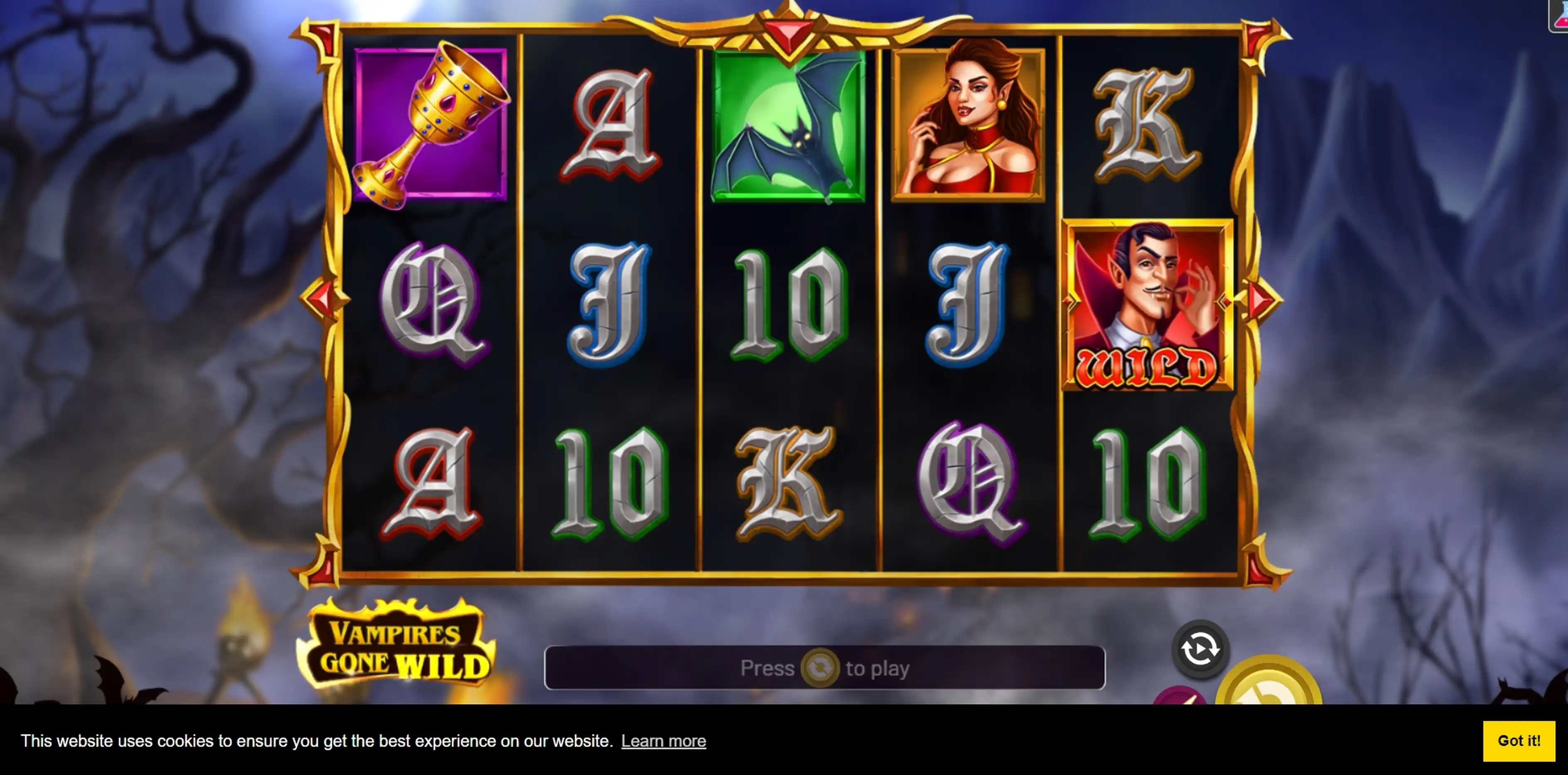 Reels in Vampires Gone Wild Slot Game by Shock