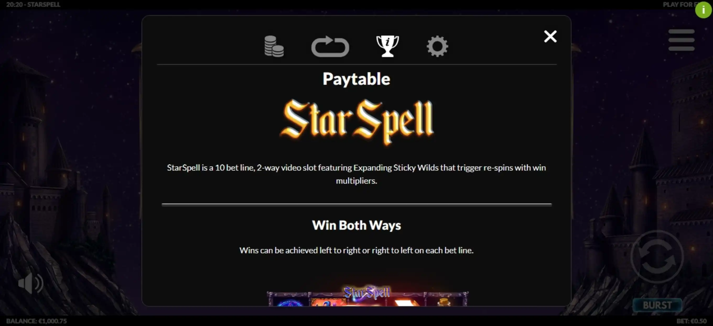 Info of Star Spell Slot Game by Slotmill