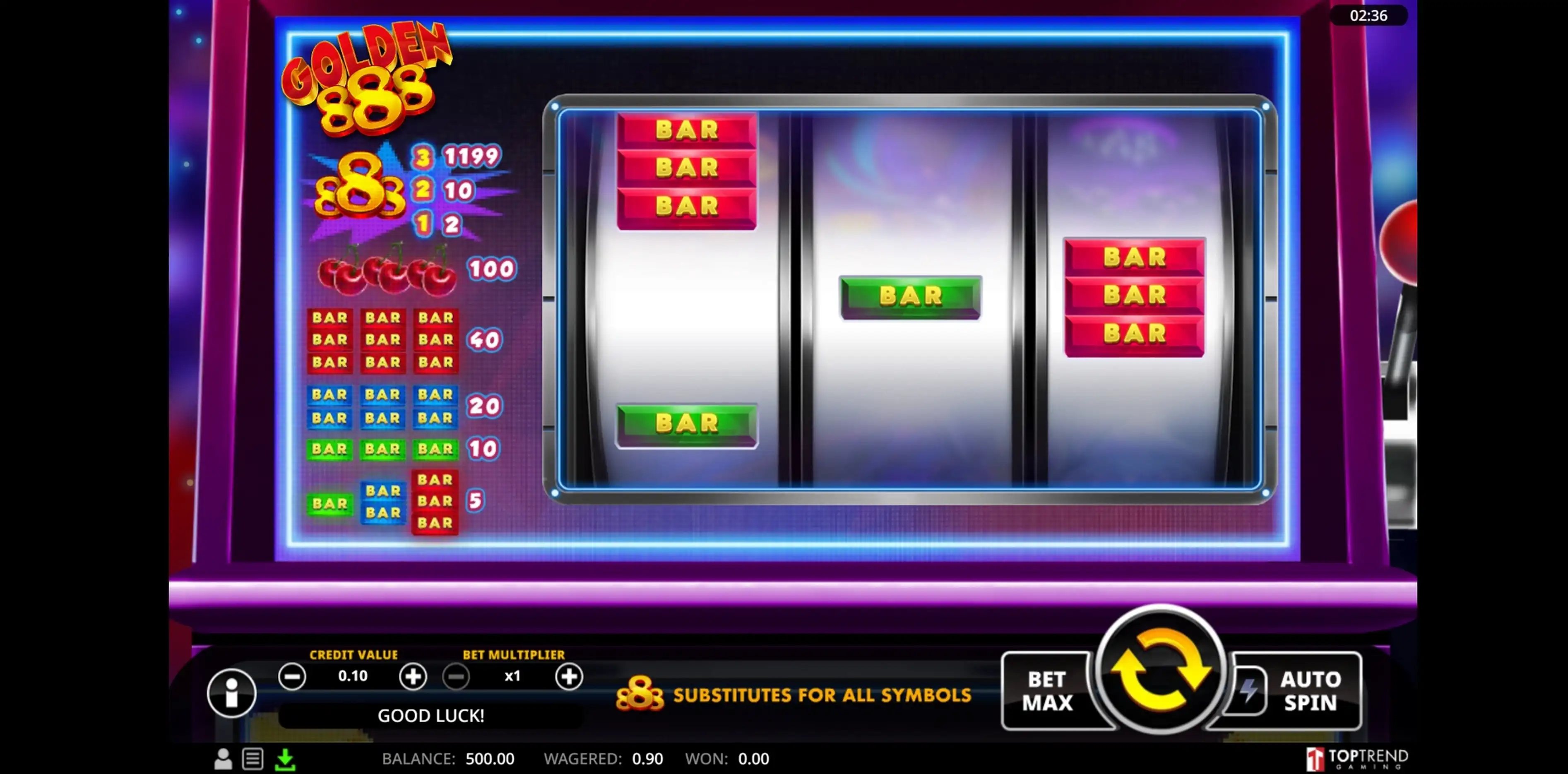 Reels in Golden888 Slot Game by Swintt