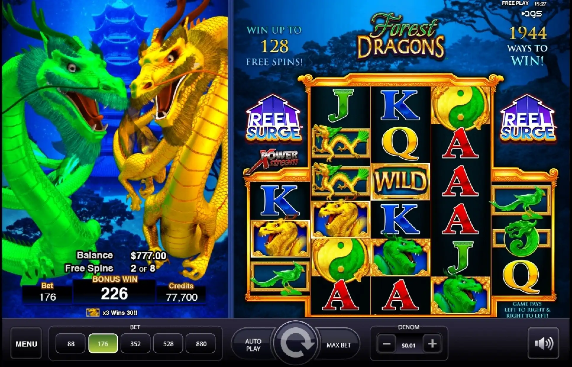 Reels in Forest Dragons Slot Game by AGS