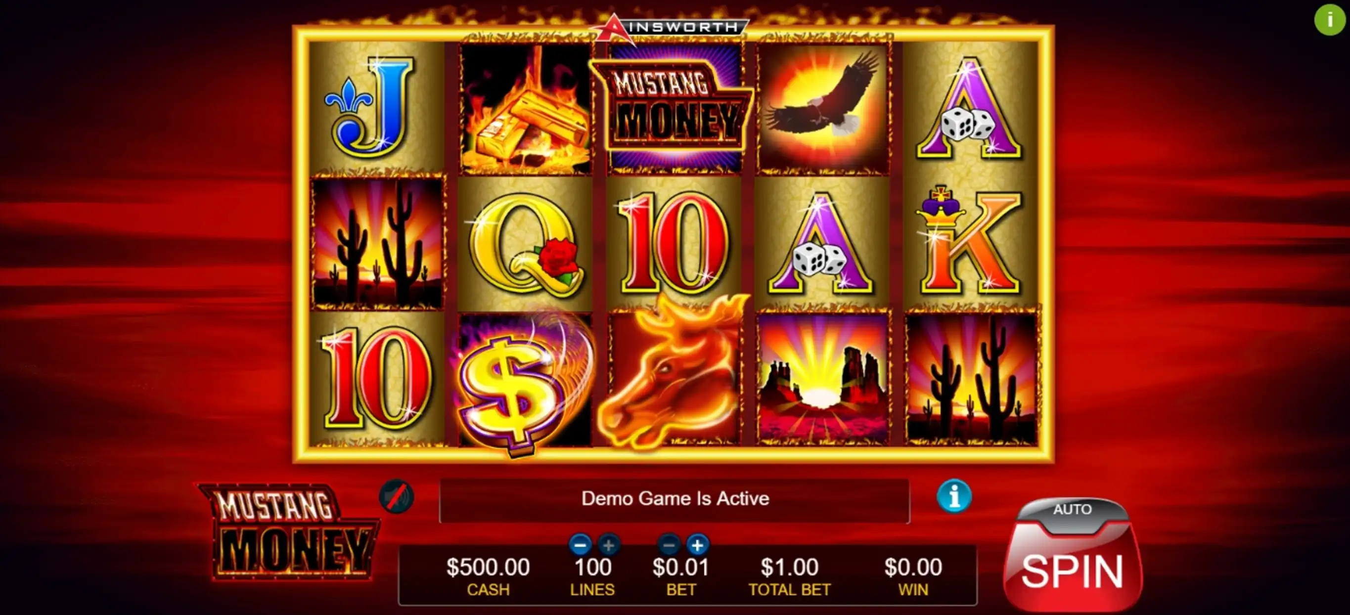 Reels in Mustang Money Slot Game by Ainsworth Gaming Technology