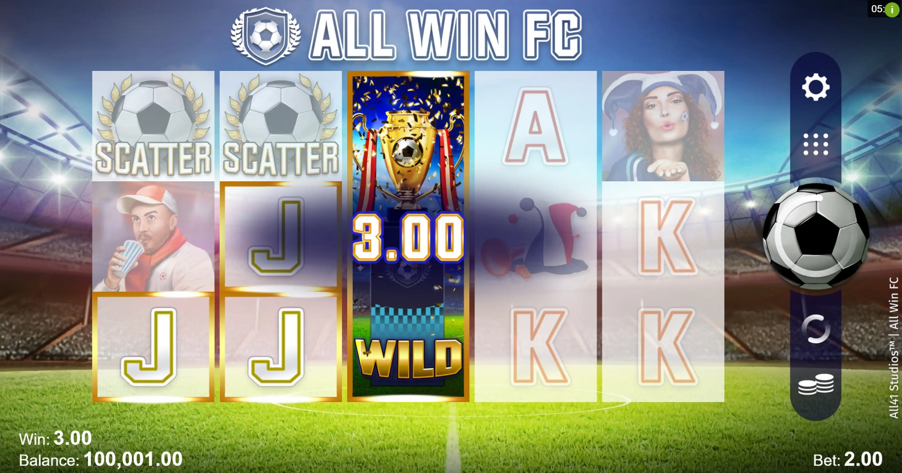 Win Money in All Win FC Free Slot Game by All41 Studios