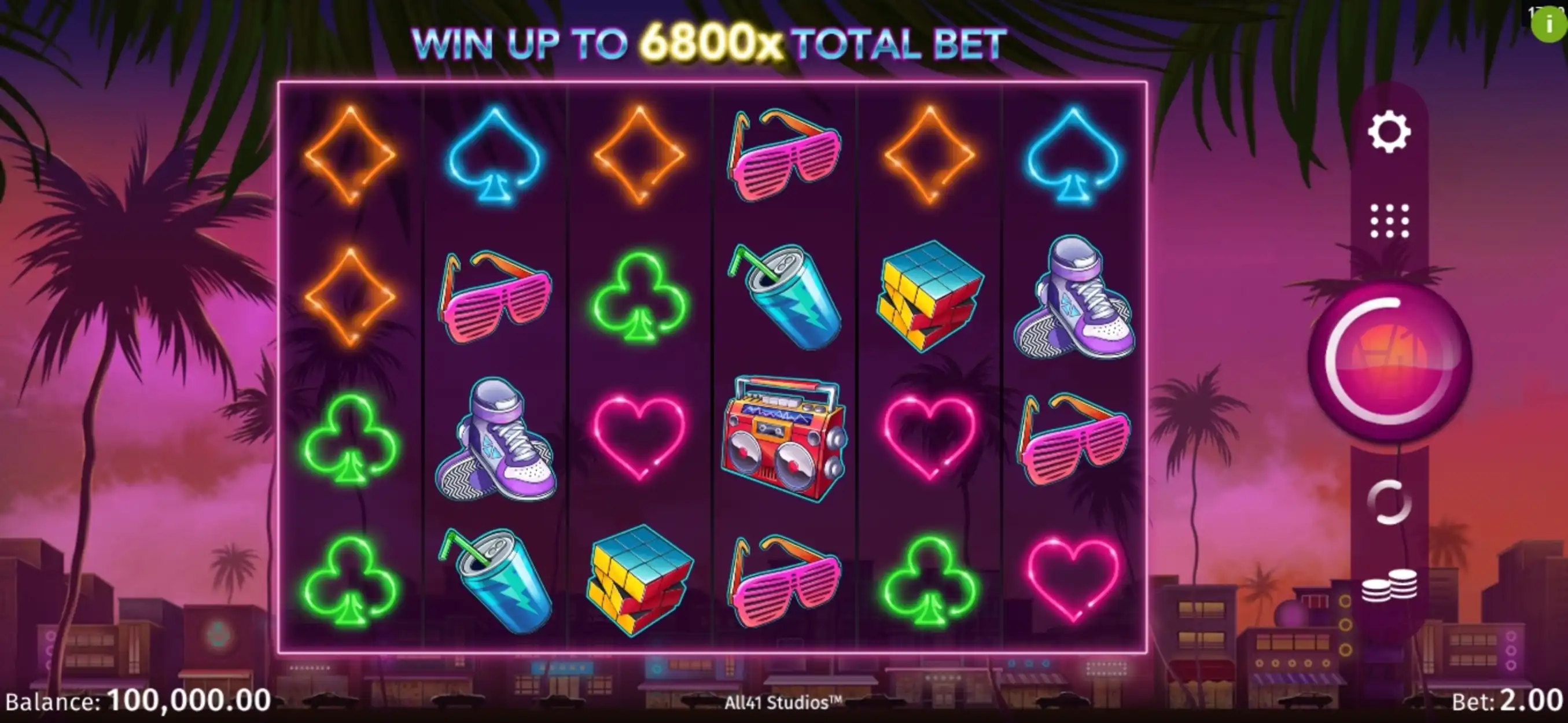 Reels in Electric Avenue Slot Game by All41 Studios