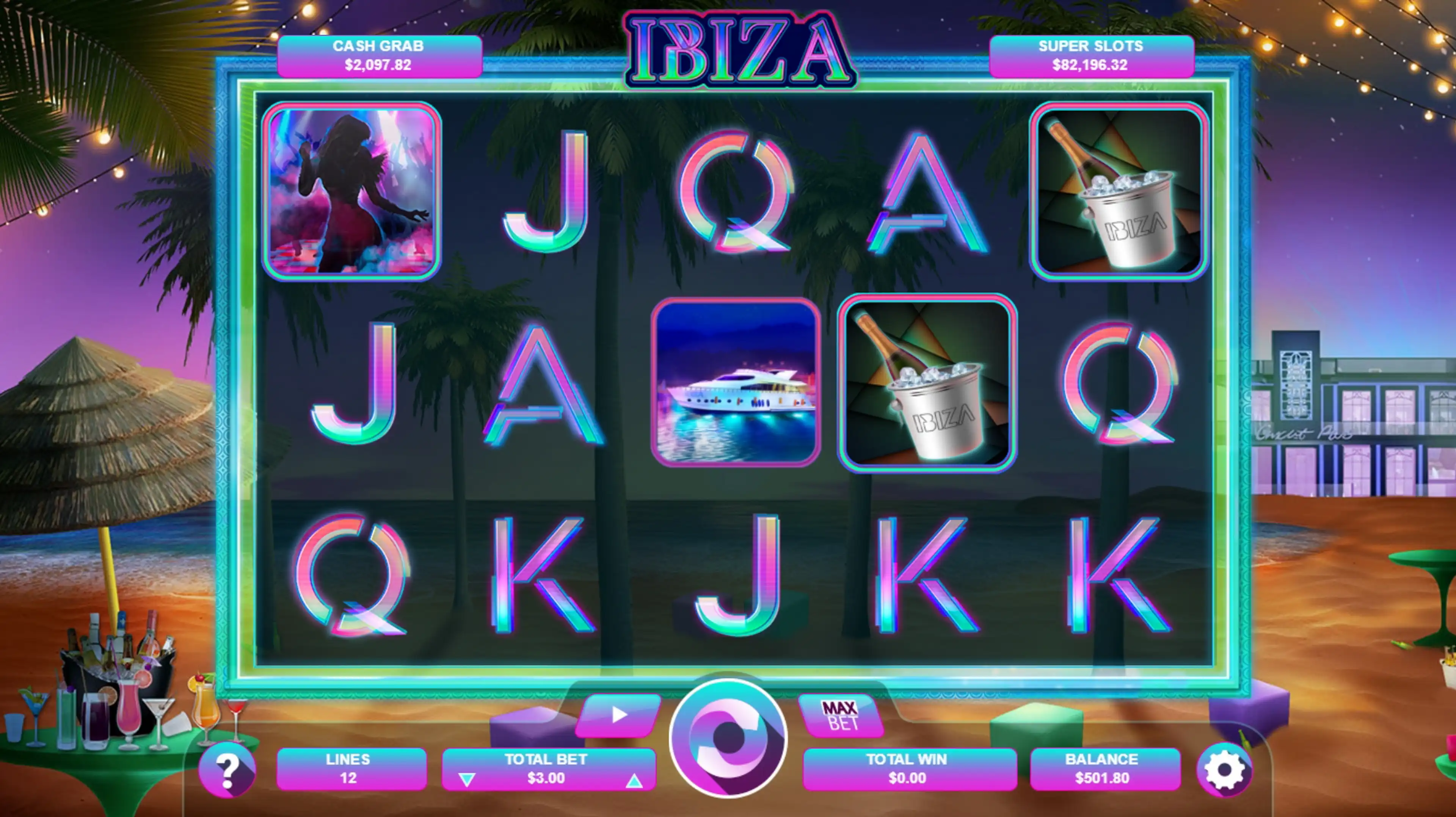 Reels in Ibiza Slot Game by Arrows Edge