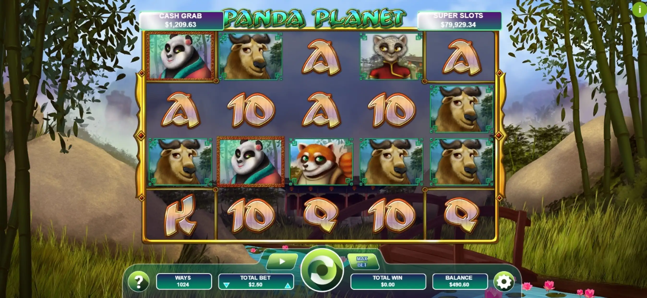 Reels in Panda Planet Slot Game by Arrows Edge