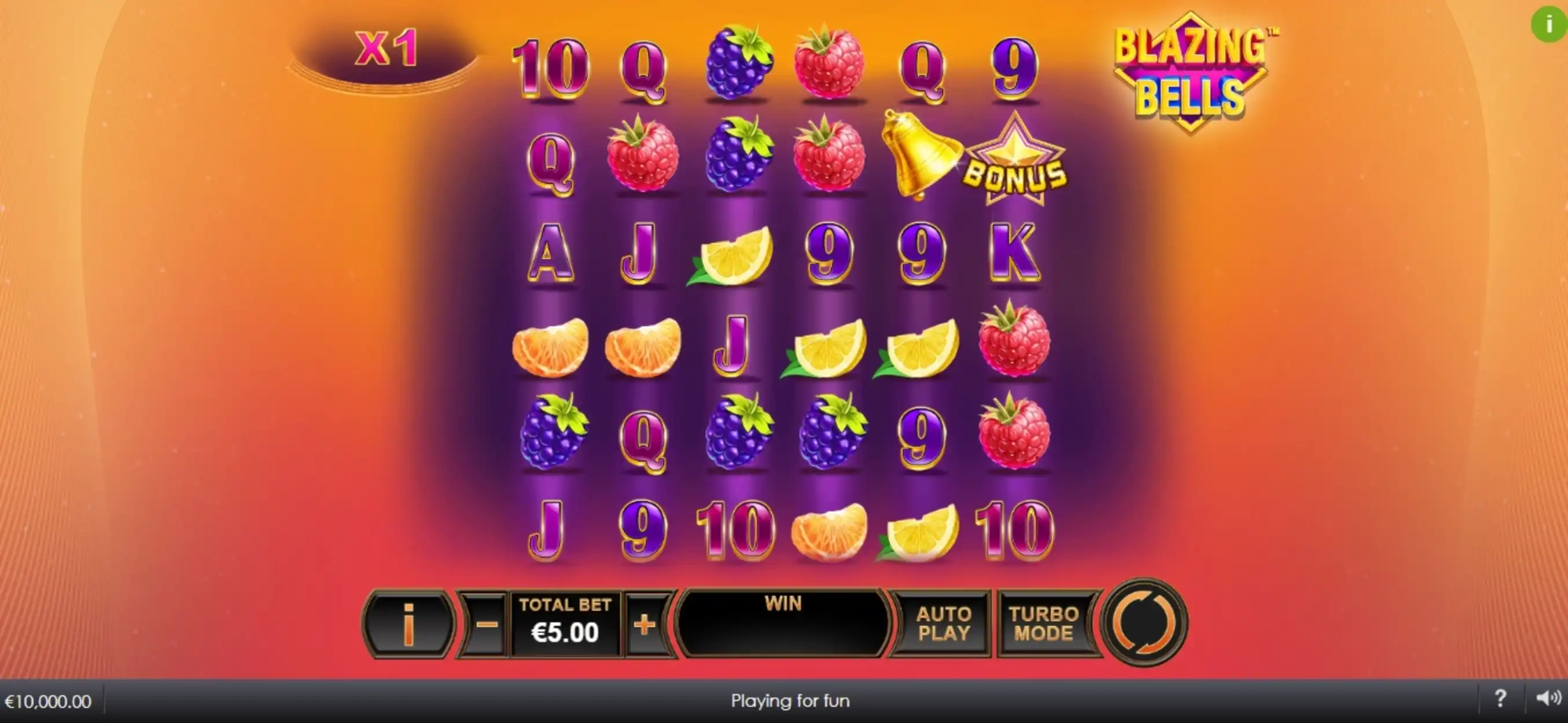 Reels in Blazing Bells Slot Game by Ash Gaming