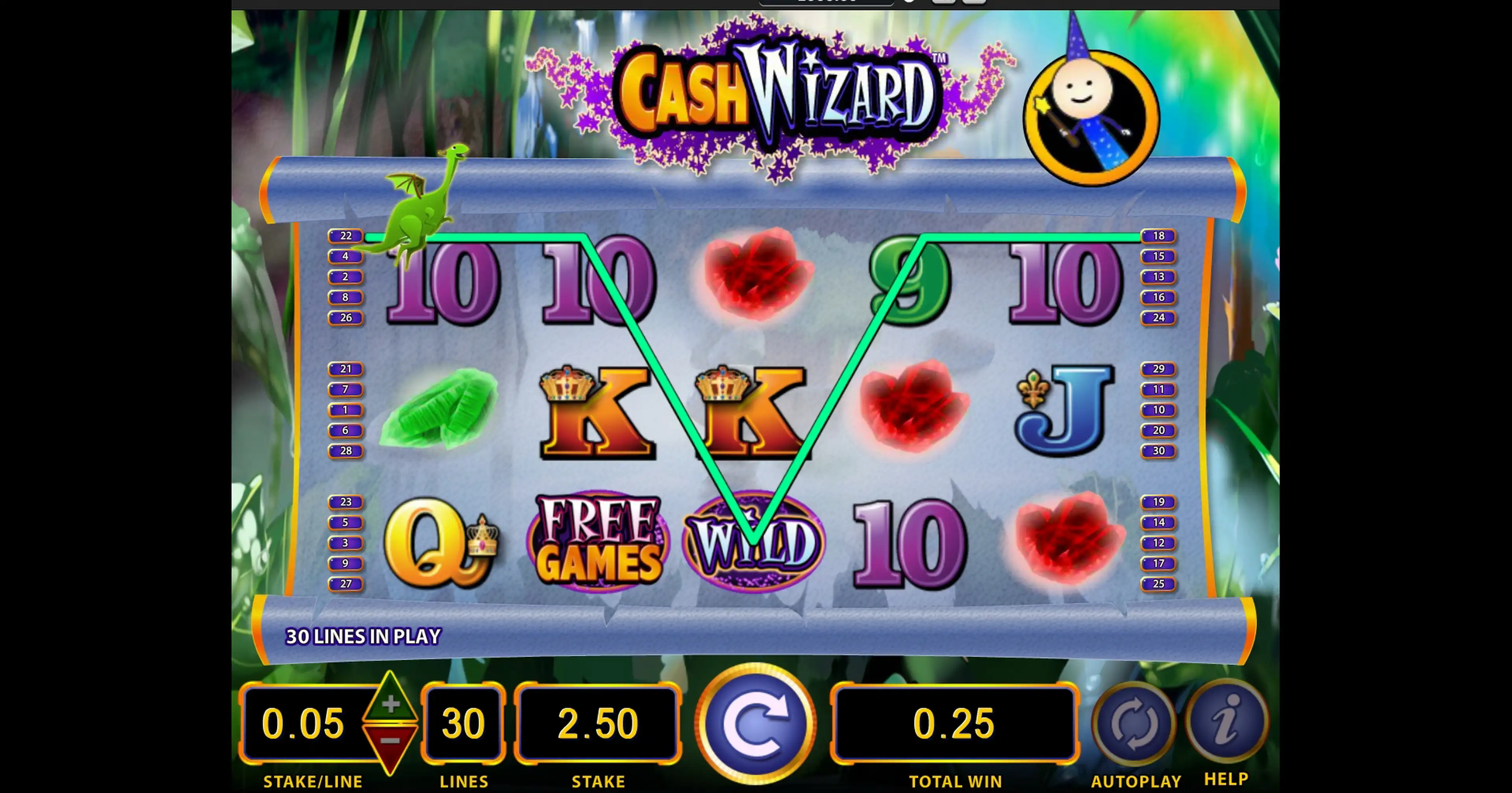 Win Money in Cash Wizard Free Slot Game by Bally Technologies