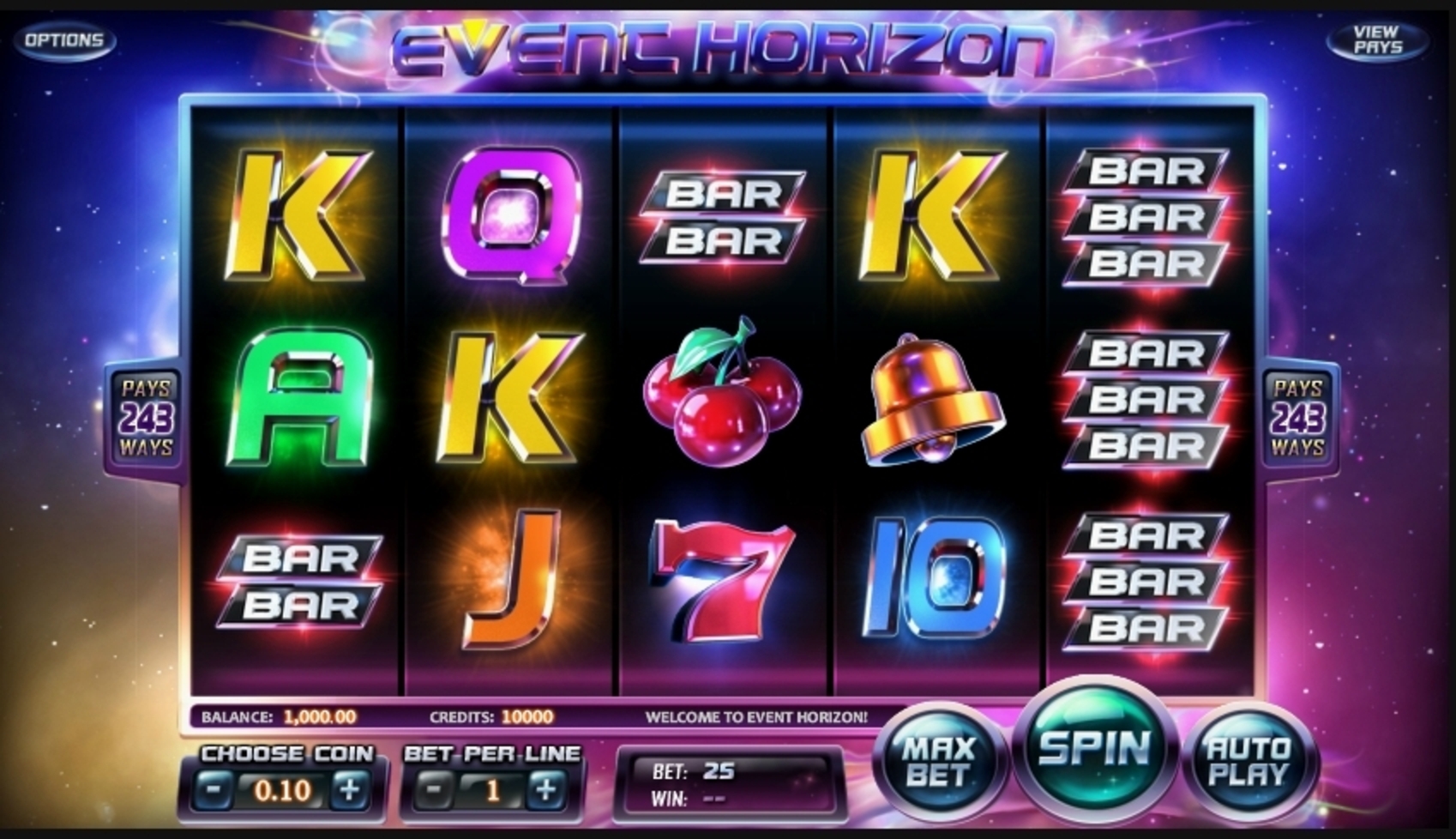 Reels in Event Horizon Slot Game by Betsoft