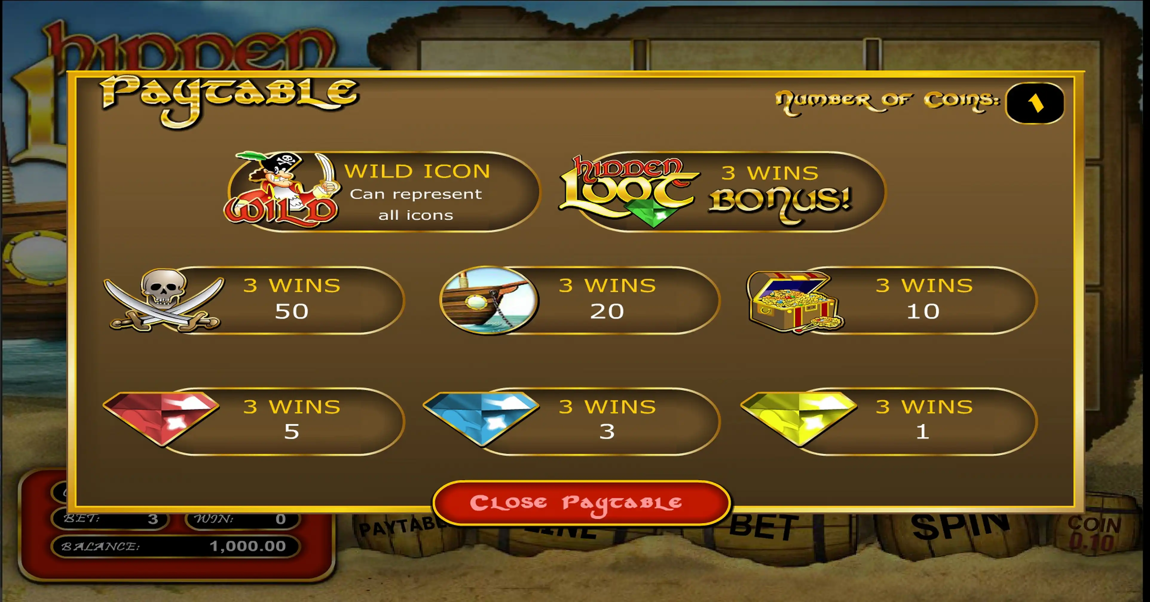 Info of Hidden Loot Slot Game by Betsoft