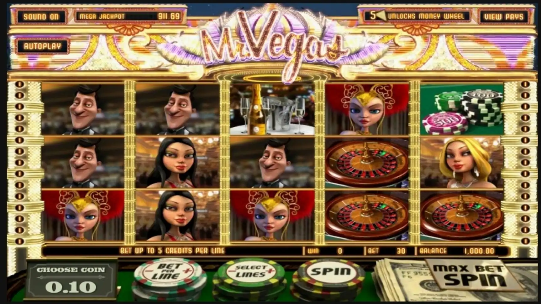 Reels in Mr. Vegas Slot Game by Betsoft