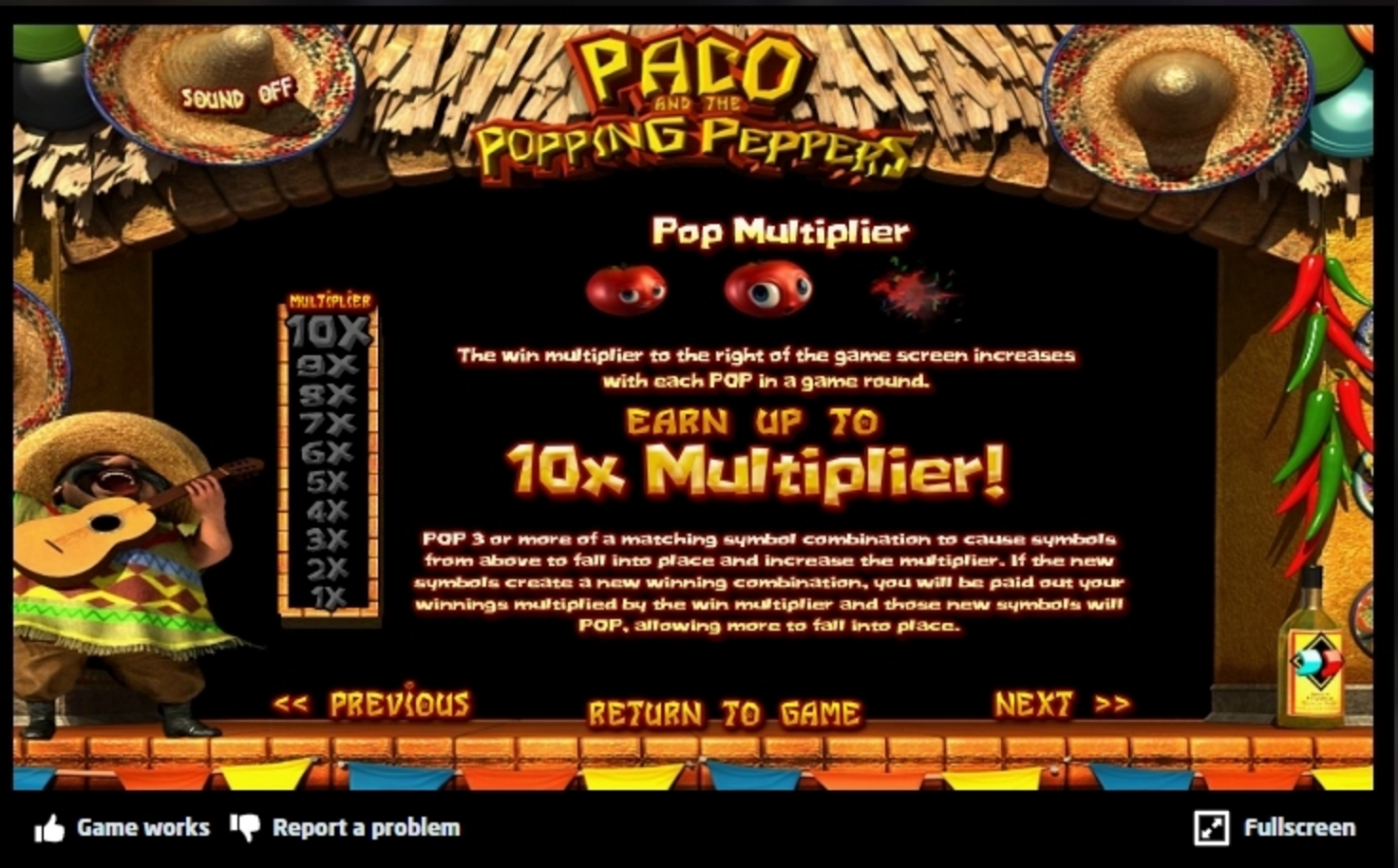 Info of Paco and the Popping Peppers Slot Game by Betsoft