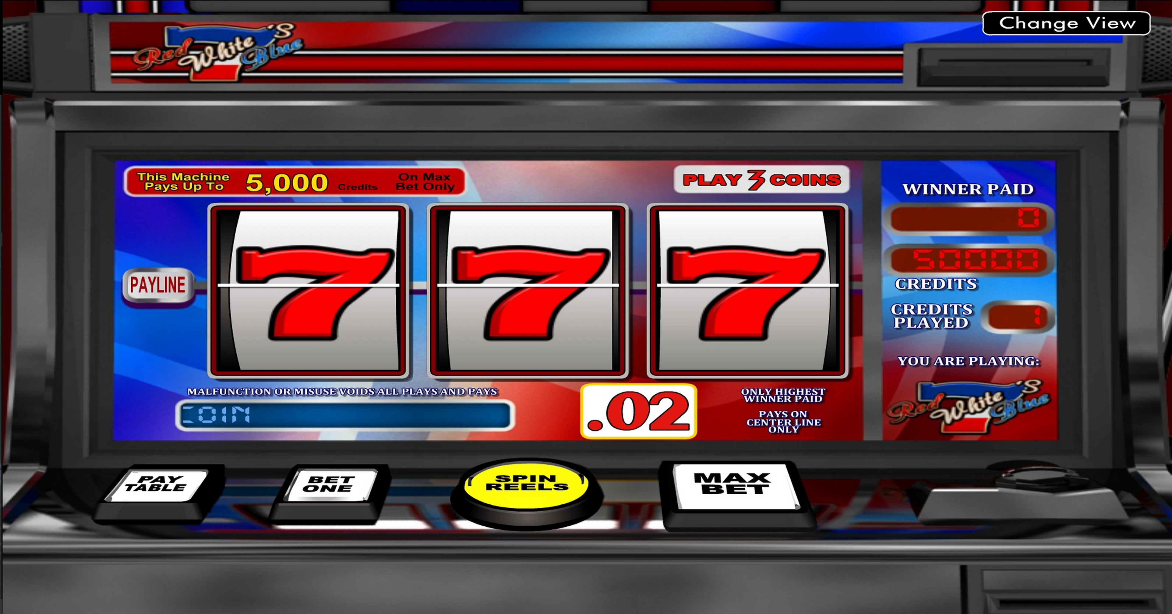 Reels in Red White Blue 7s Slot Game by Betsoft