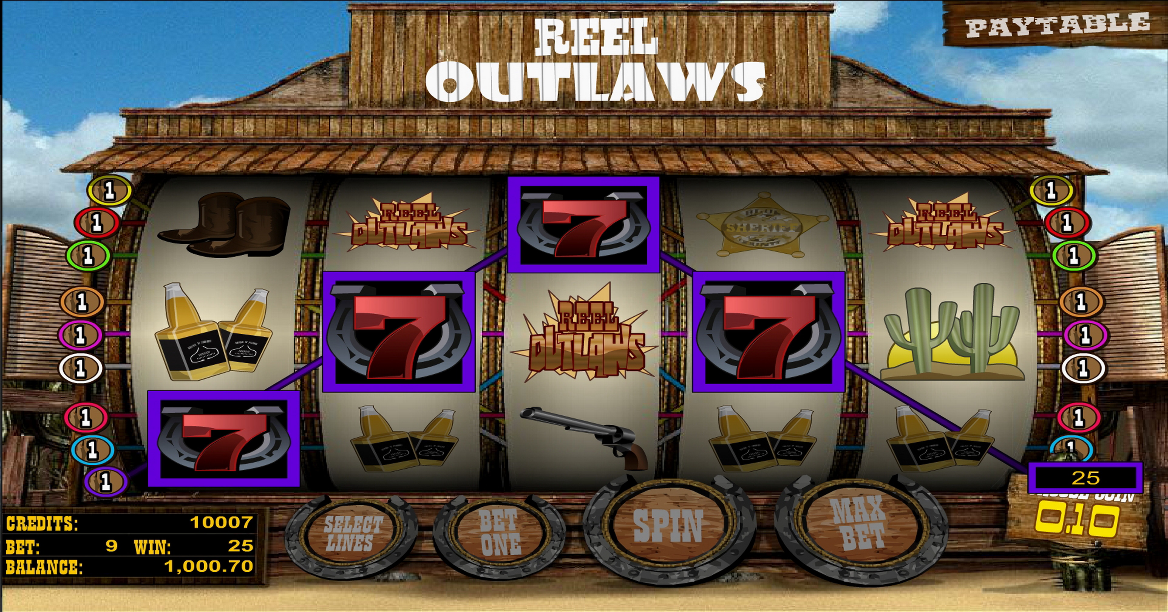 Win Money in Reel Outlaws Free Slot Game by Betsoft