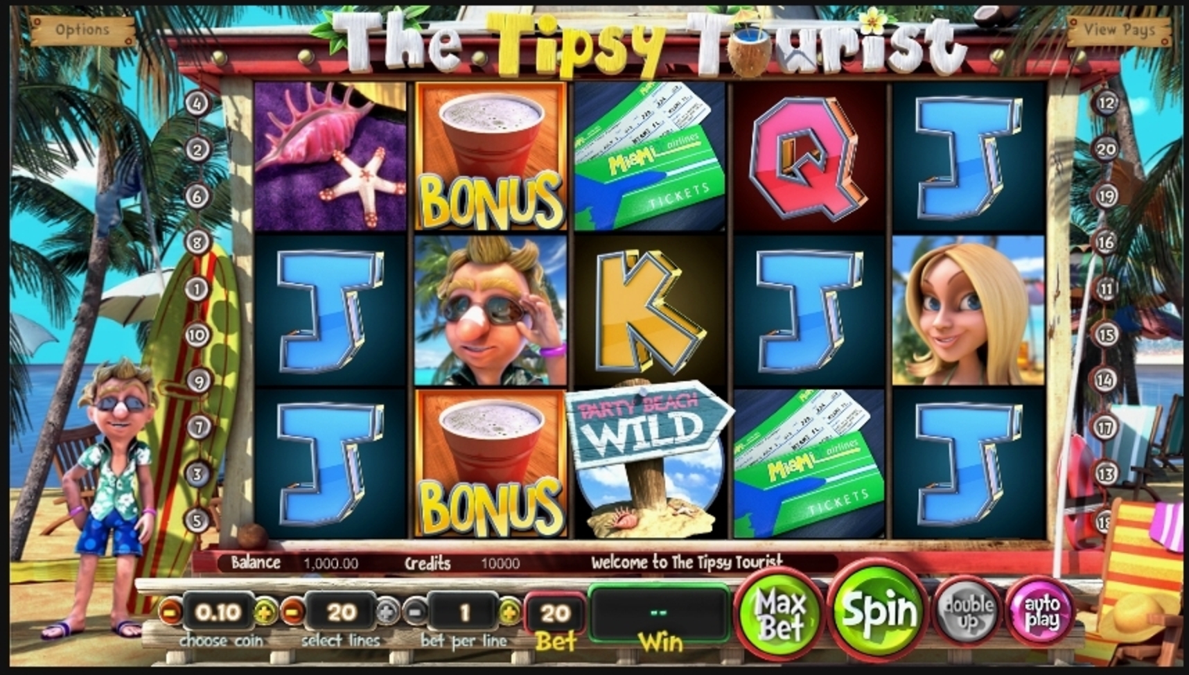 Reels in The Tipsy Tourist Slot Game by Betsoft