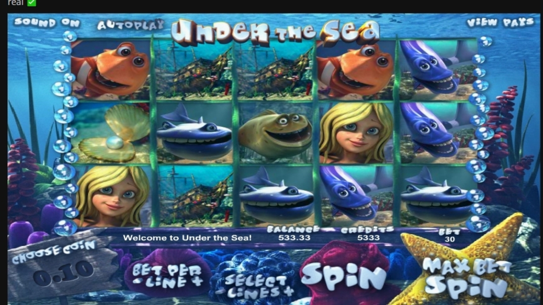 Reels in Under the Sea Slot Game by Betsoft