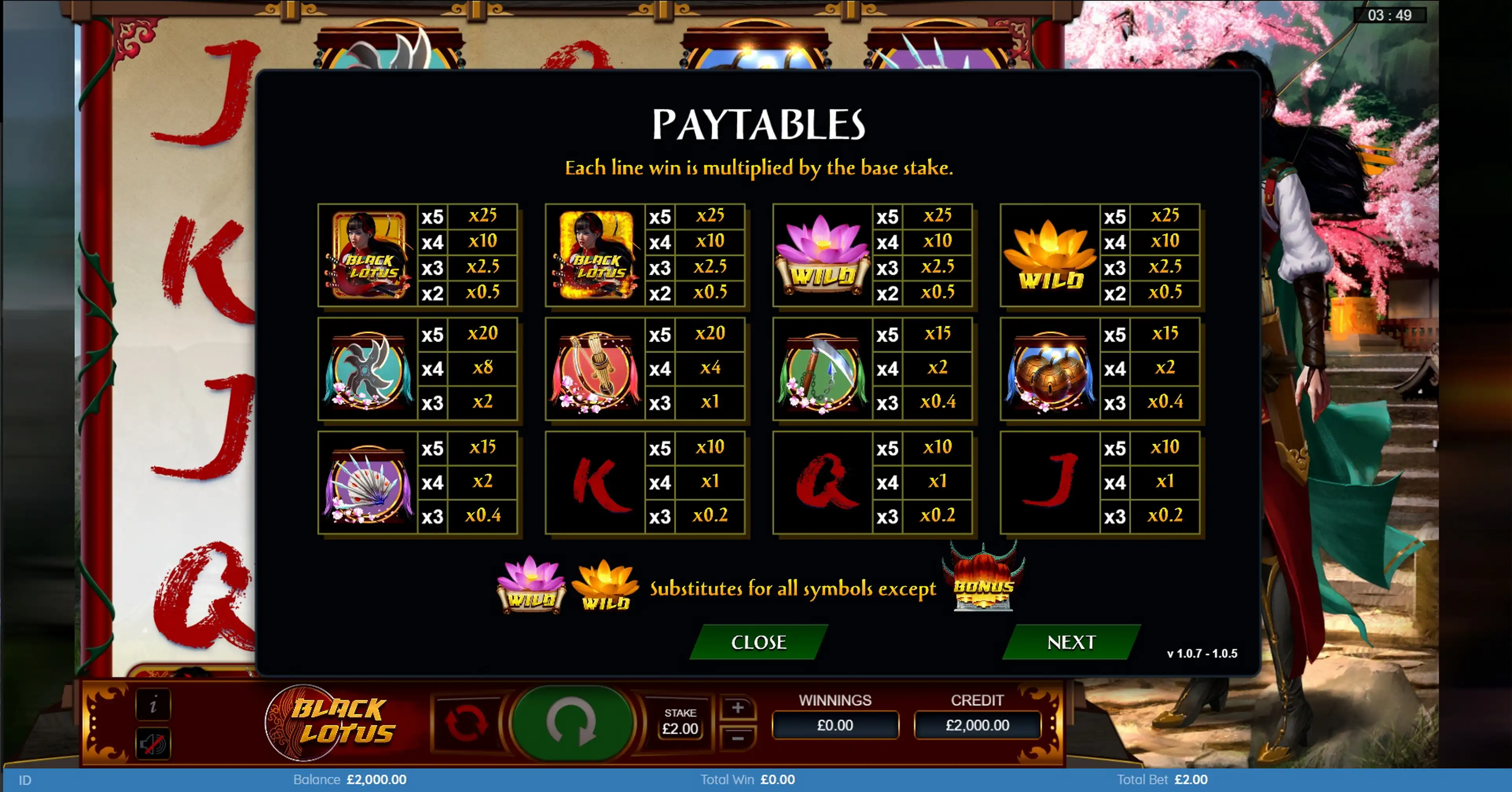 Info of Black Lotus Slot Game by Bulletproof Games