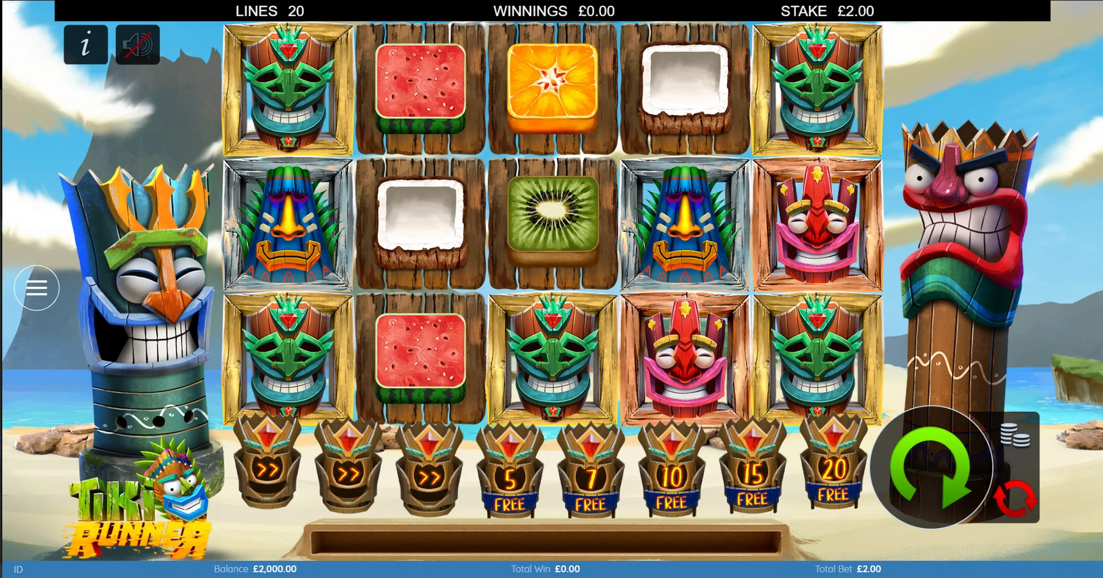 Reels in Tiki Runner Slot Game by Bulletproof Games