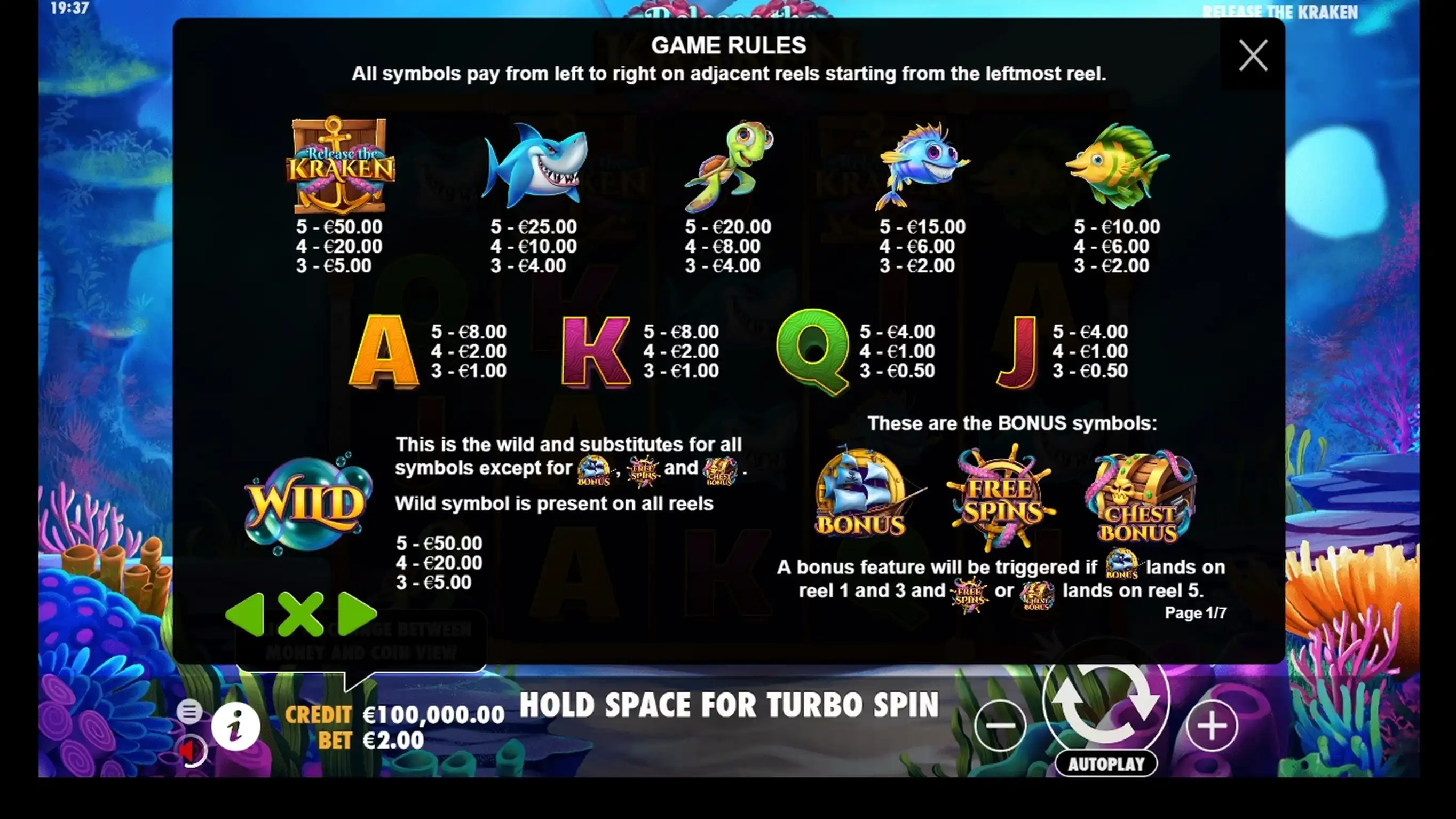 Info of Release the Kraken Slot Game by Cadillac Jack