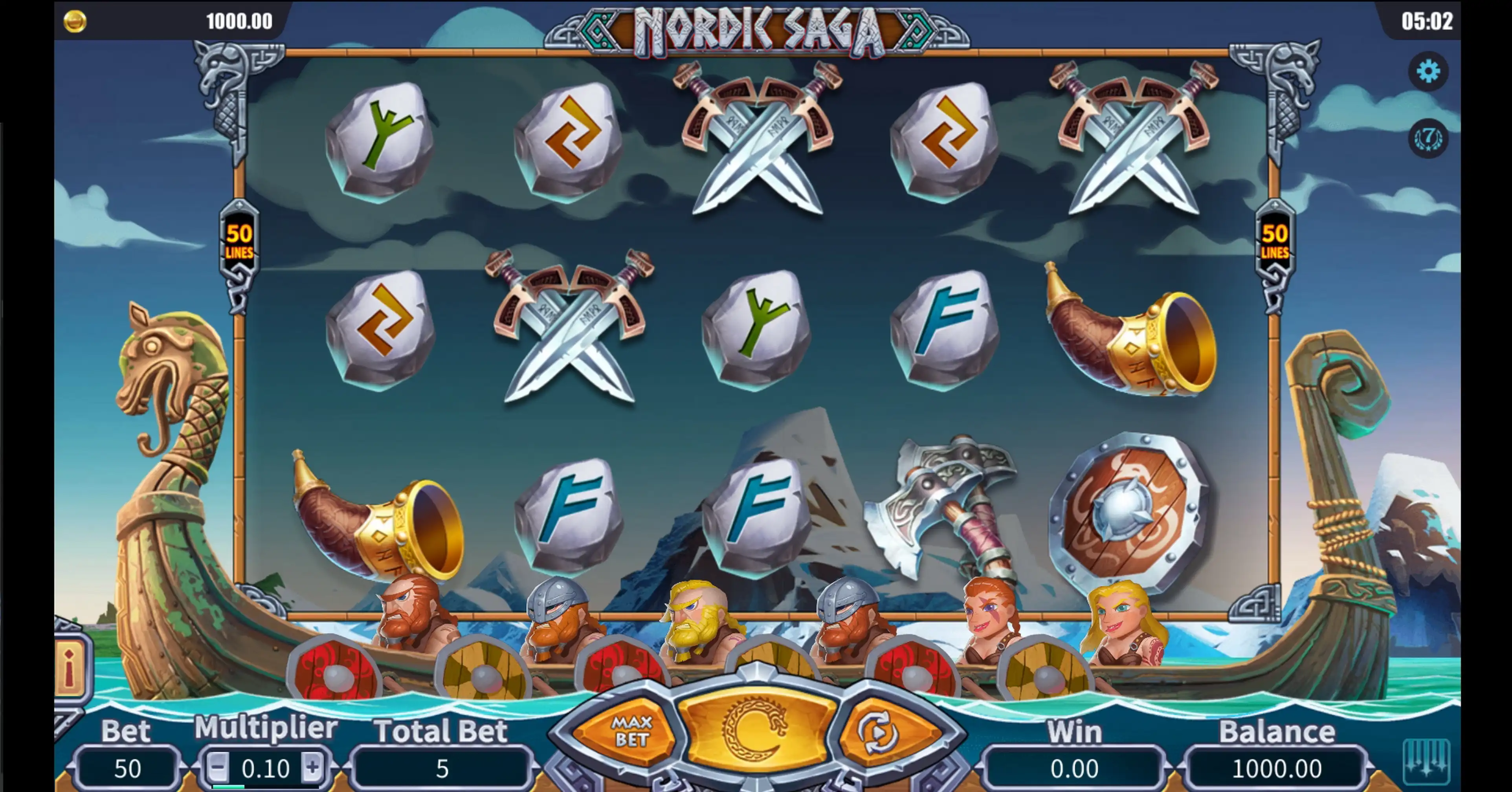 Reels in Nordic Saga Slot Game by Dreamtech Gaming