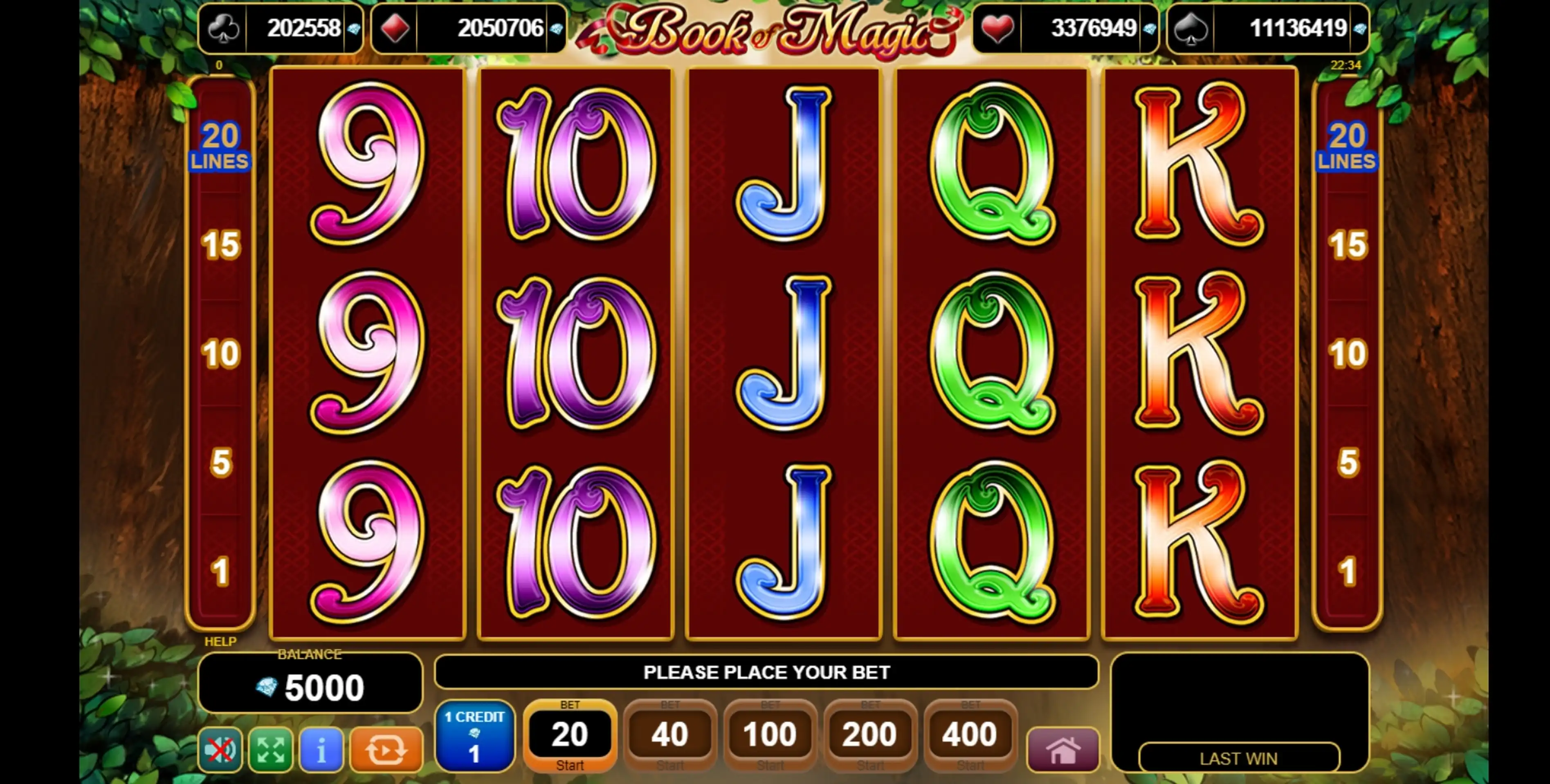 Reels in Book of Magic Slot Game by EGT