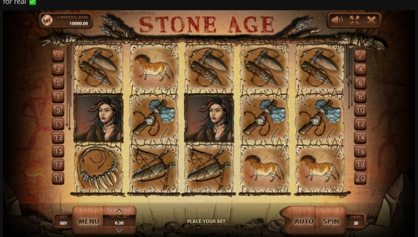 Reels in Stone Age Slot Game by Endorphina