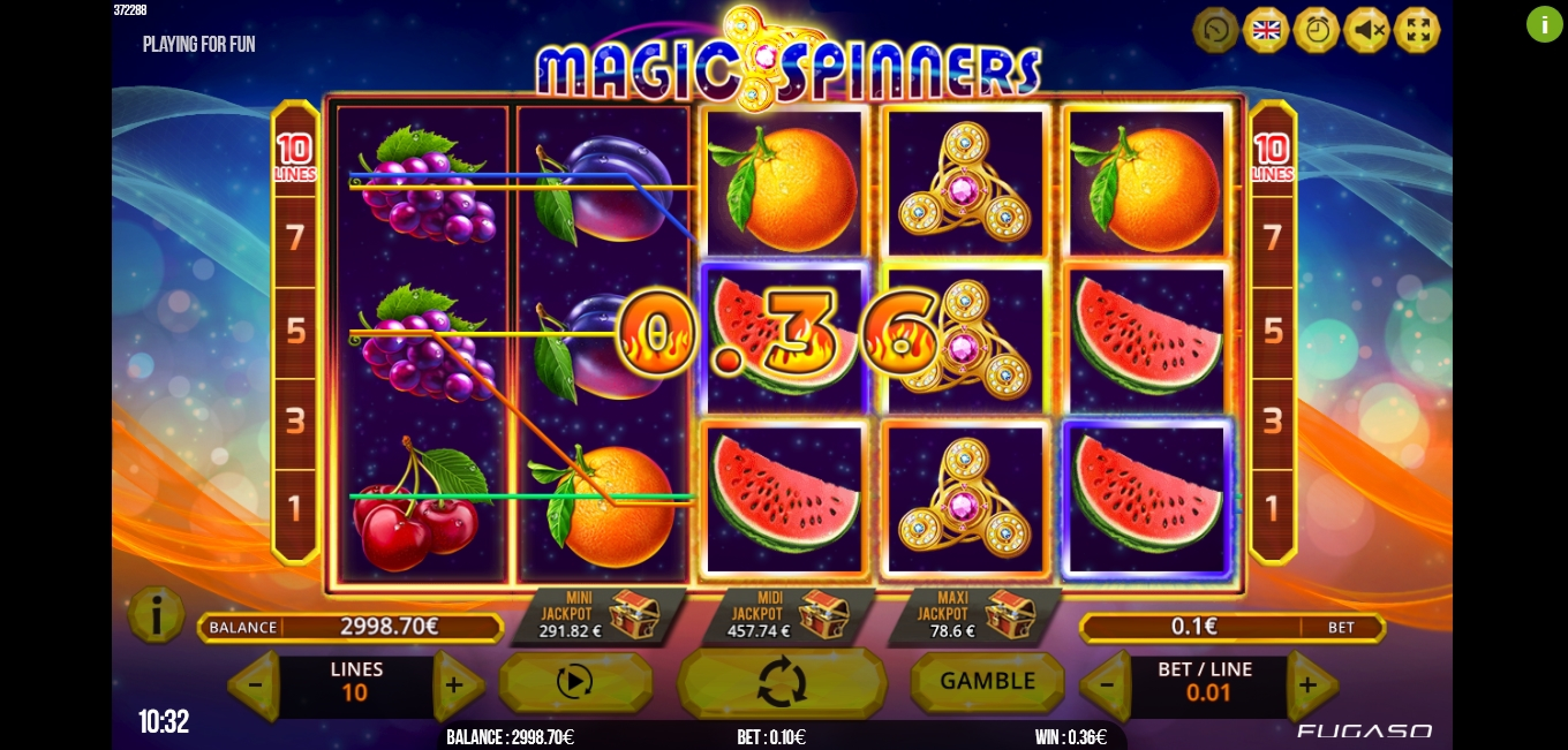 Win Money in Magic Spinners Free Slot Game by Fugaso