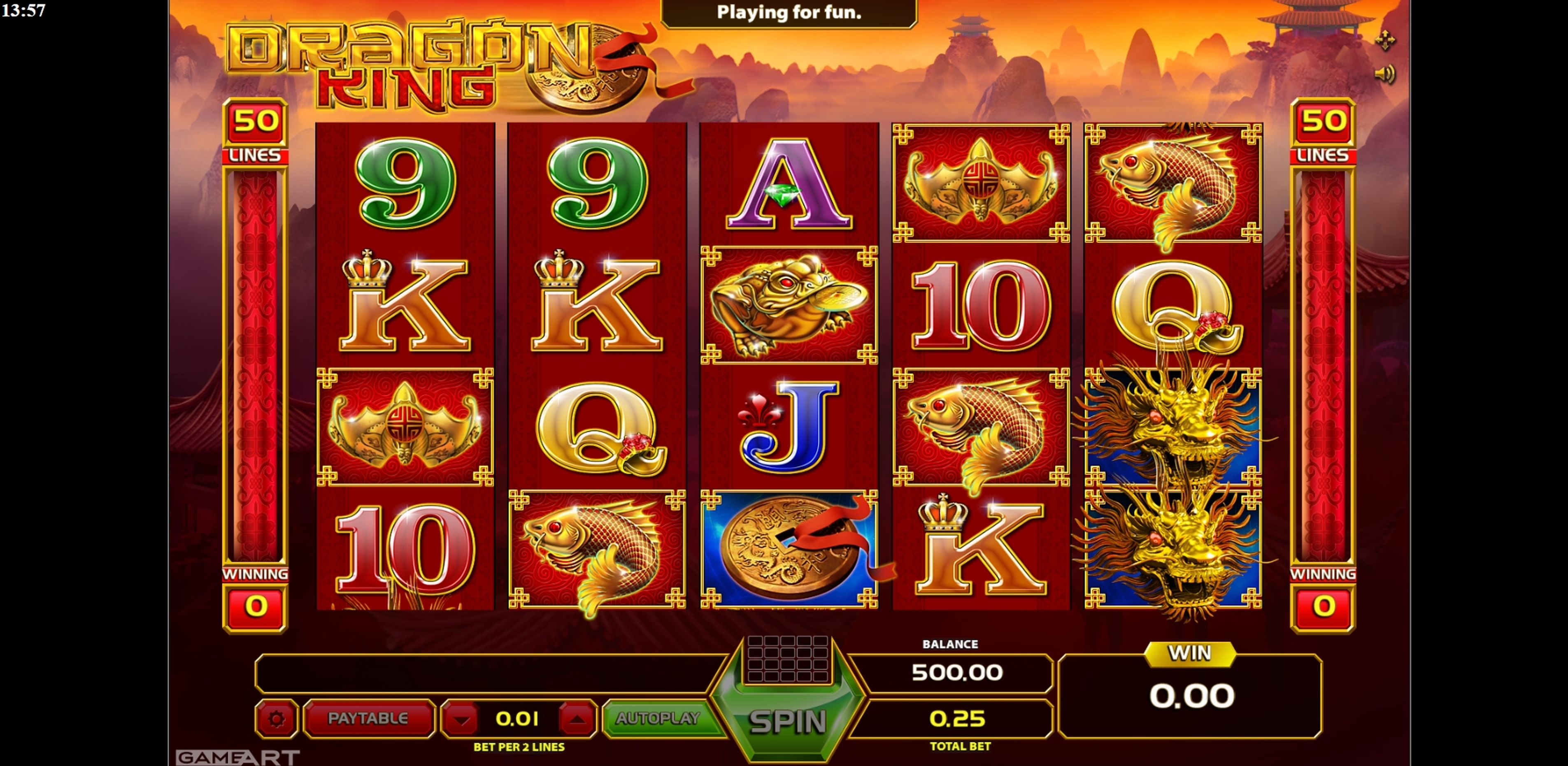 Reels in Dragon King Slot Game by GameArt