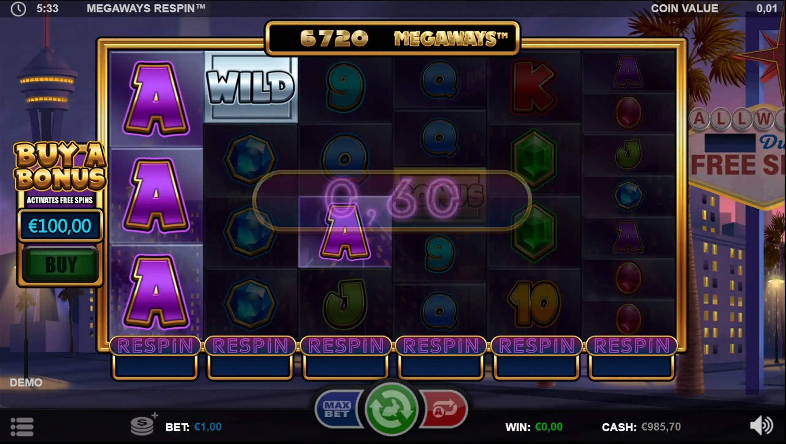 Win Money in Megaways Respin Free Slot Game by Games Inc