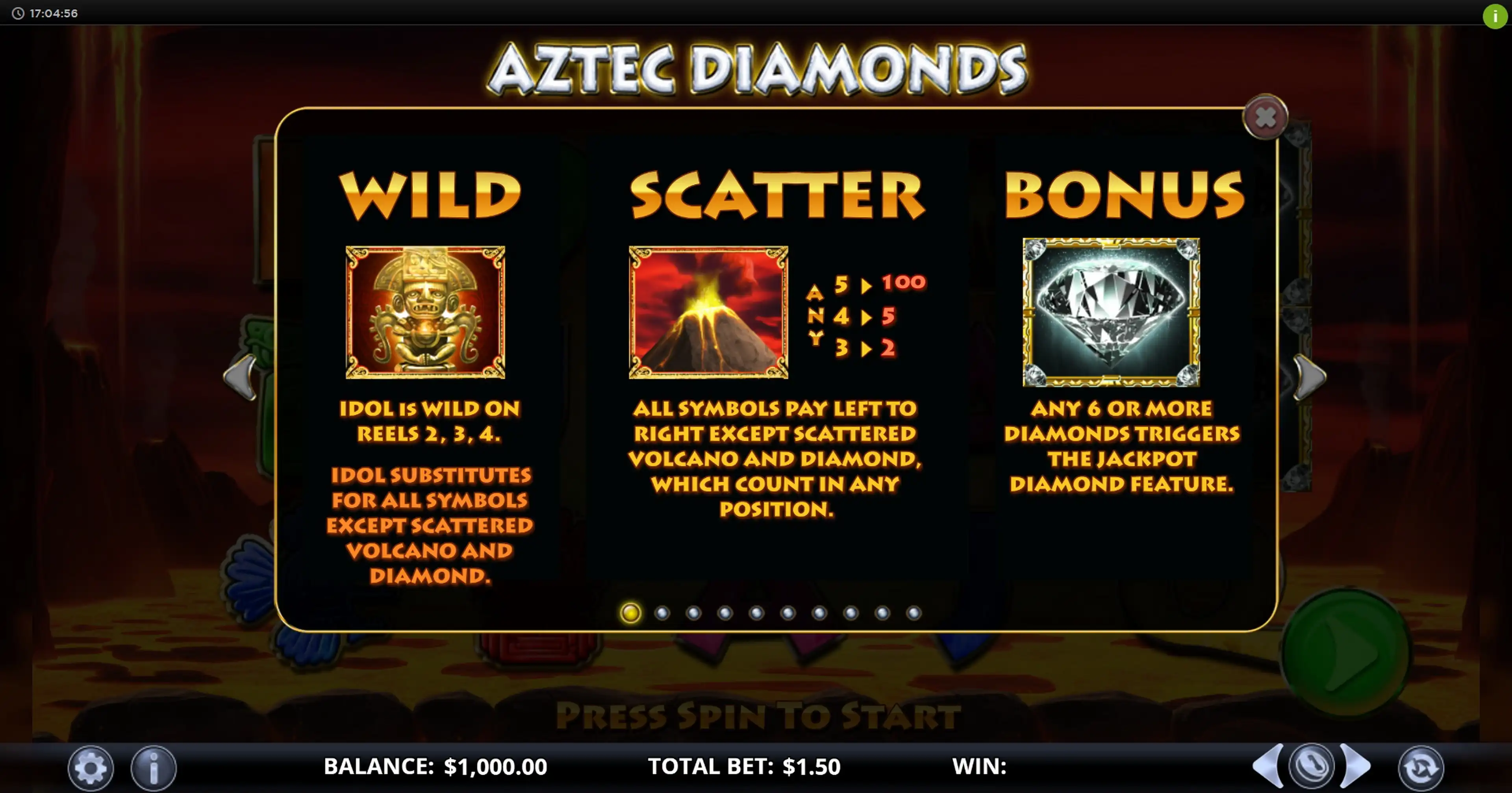 Info of Aztec Diamonds Slot Game by Games Lab