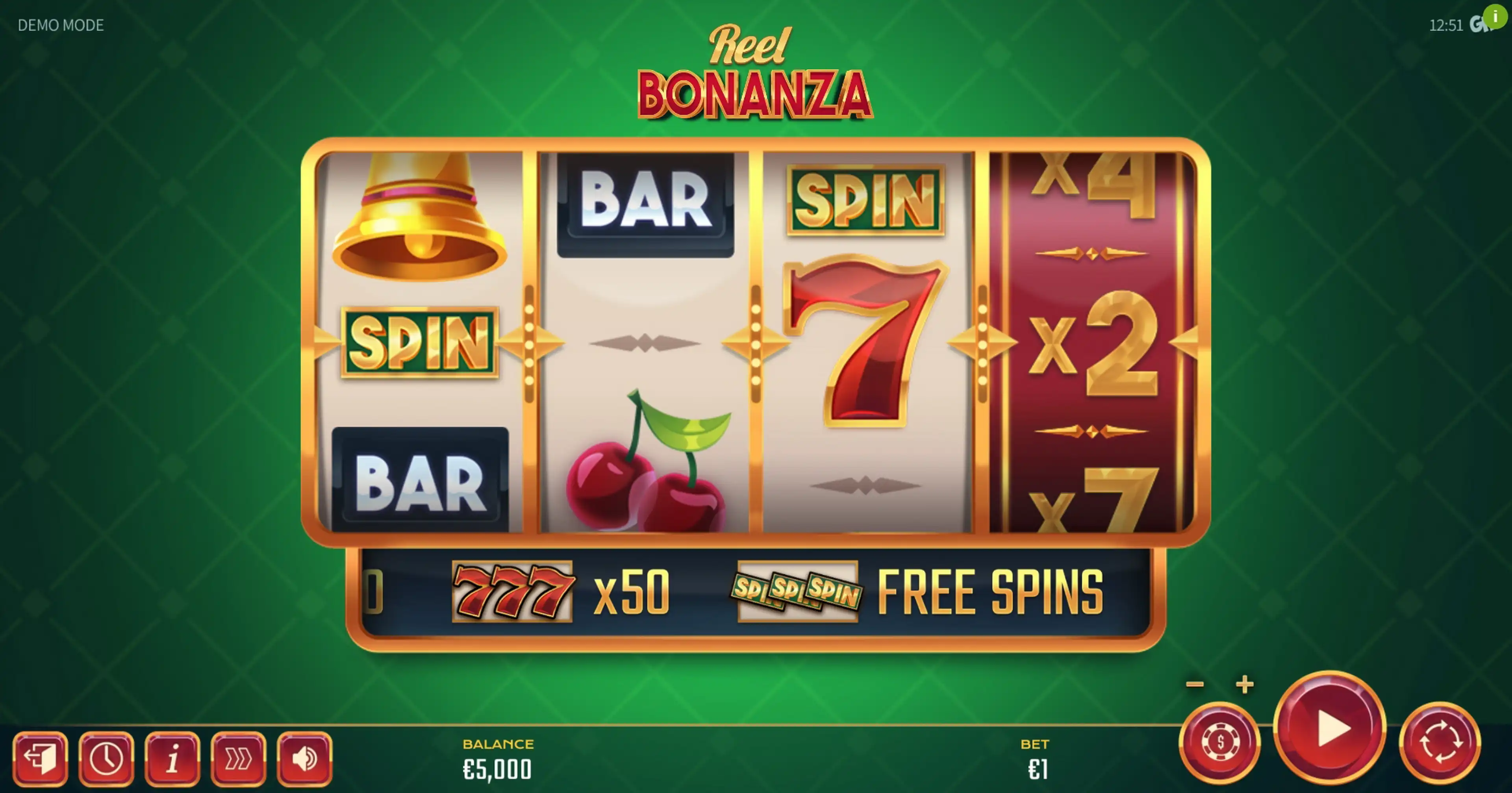 Reels in Reel Bonanza Slot Game by Golden Hero