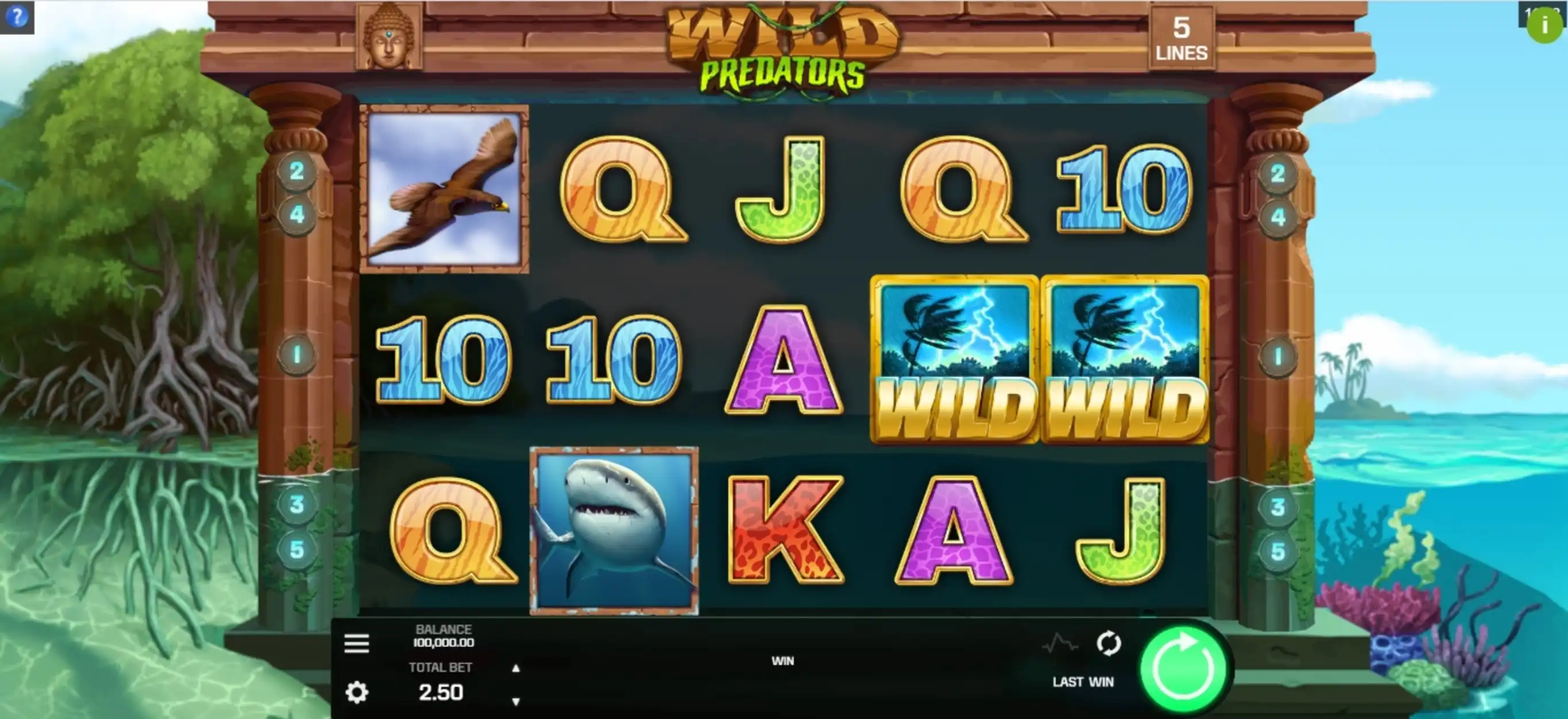 Reels in Wild Predators Slot Game by Golden Rock Studios