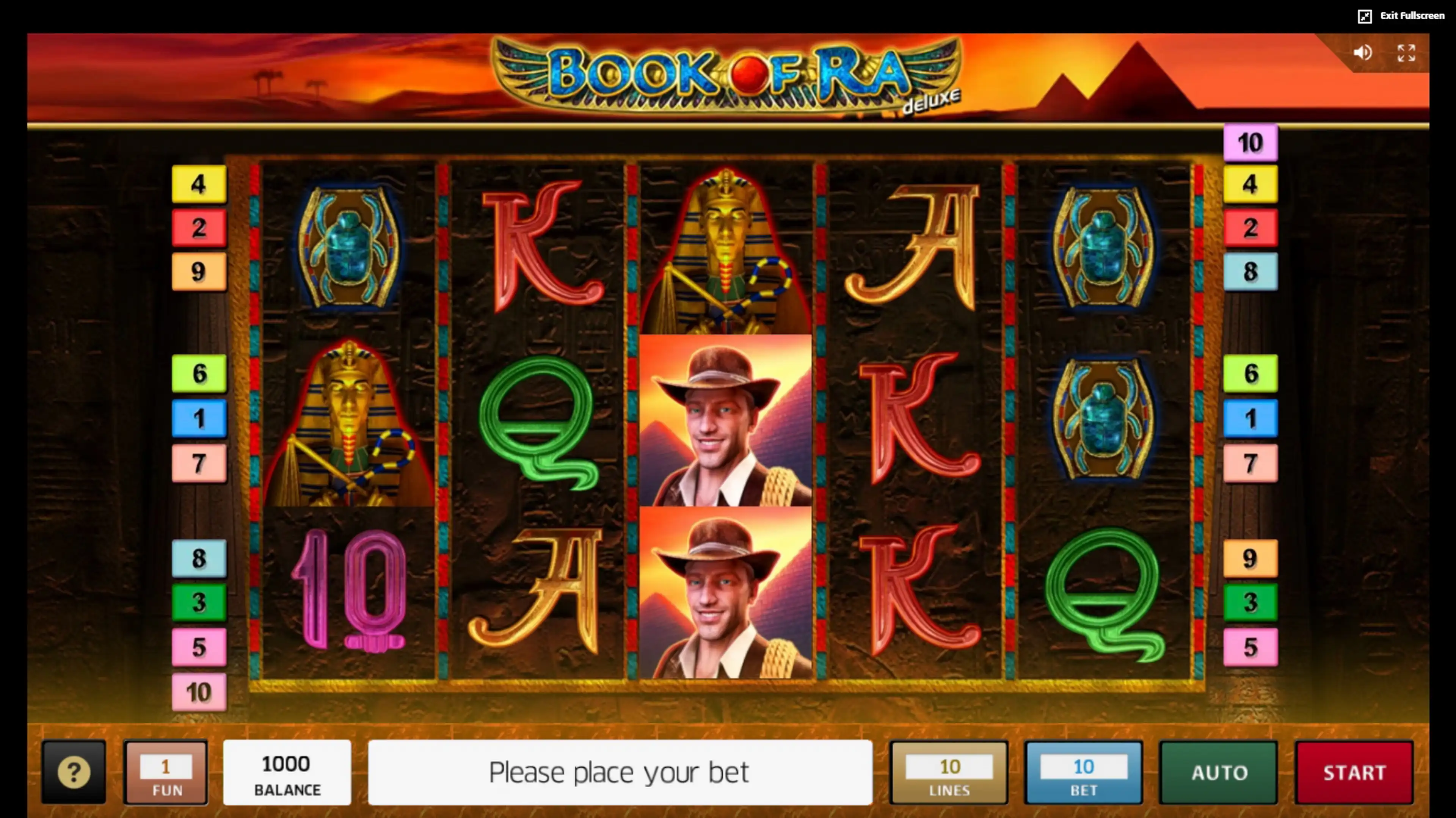 Reels in Book of Ra deluxe Slot Game by Greentube