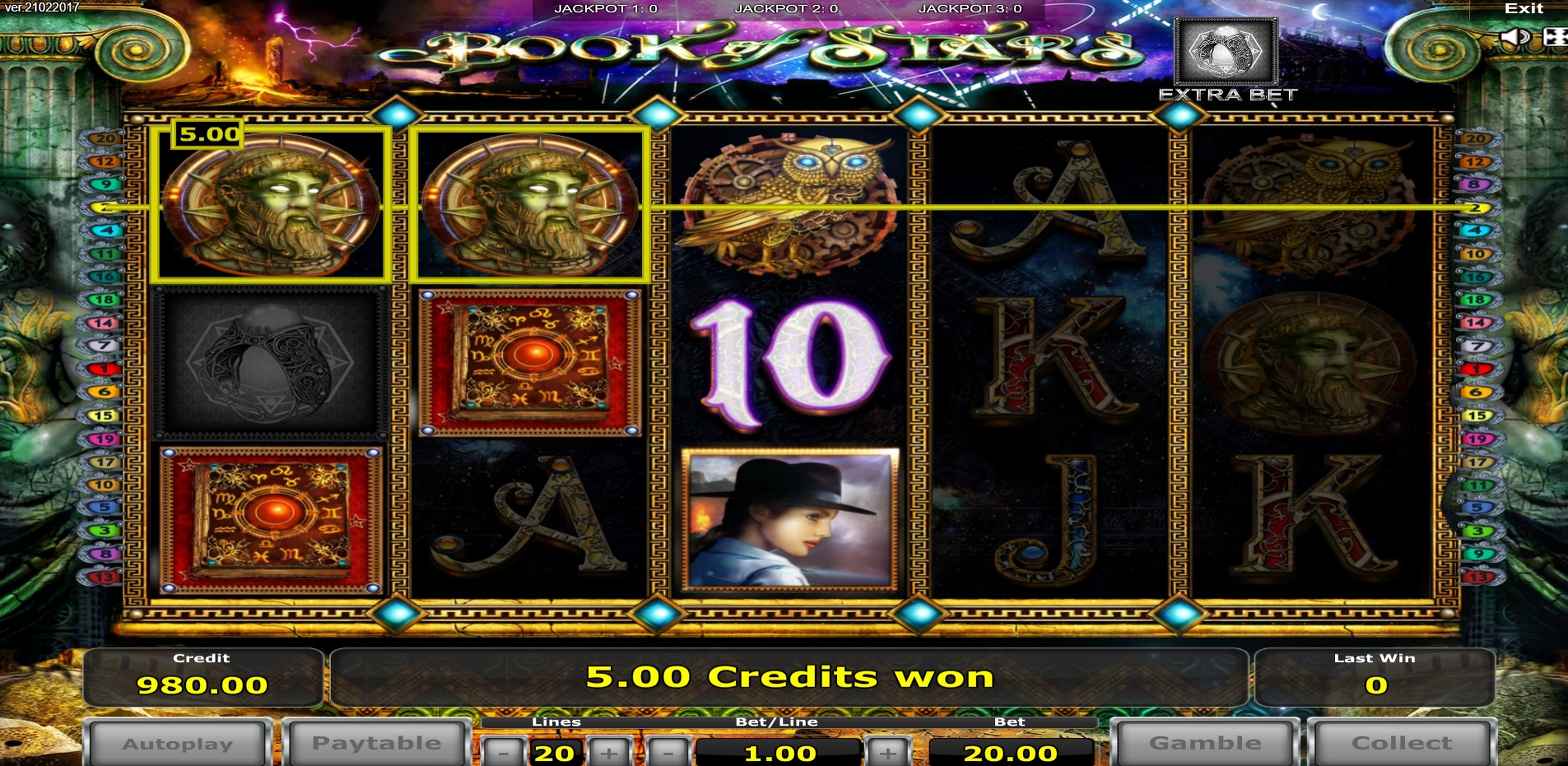 Win Money in Book of Stars Free Slot Game by Greentube