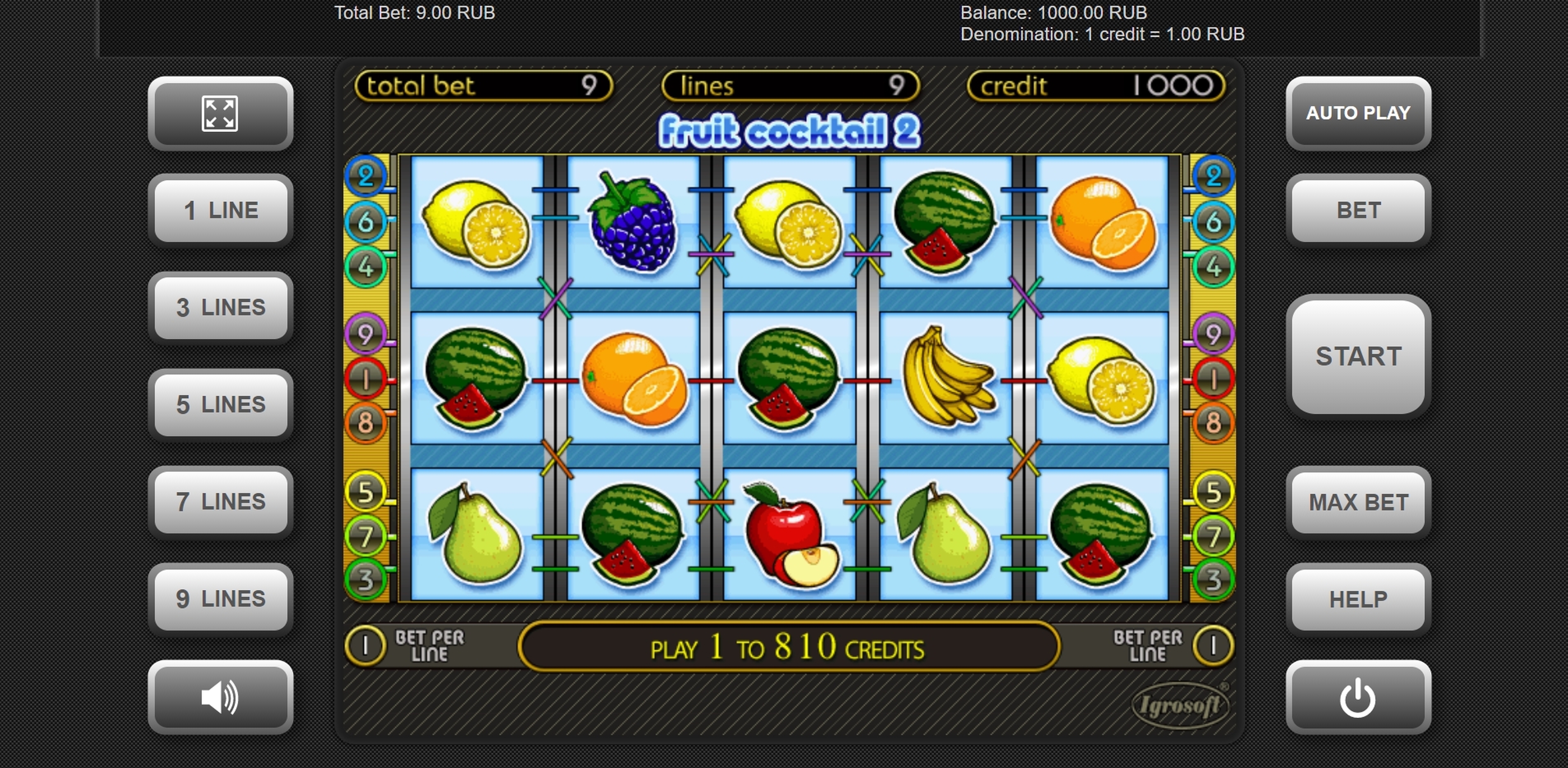 Reels in Fruit Cocktail 2 Slot Game by Igrosoft