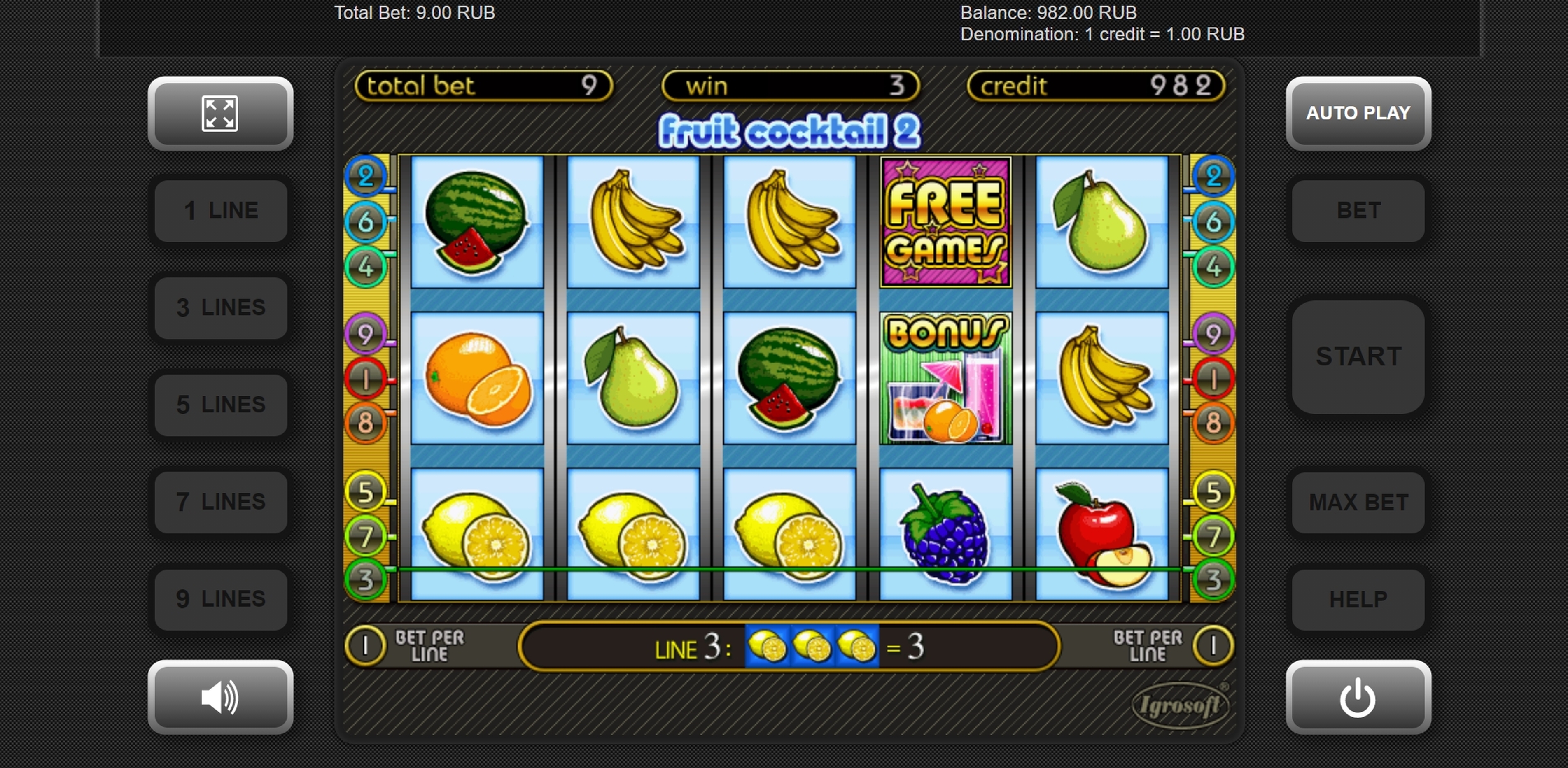 Win Money in Fruit Cocktail 2 Free Slot Game by Igrosoft