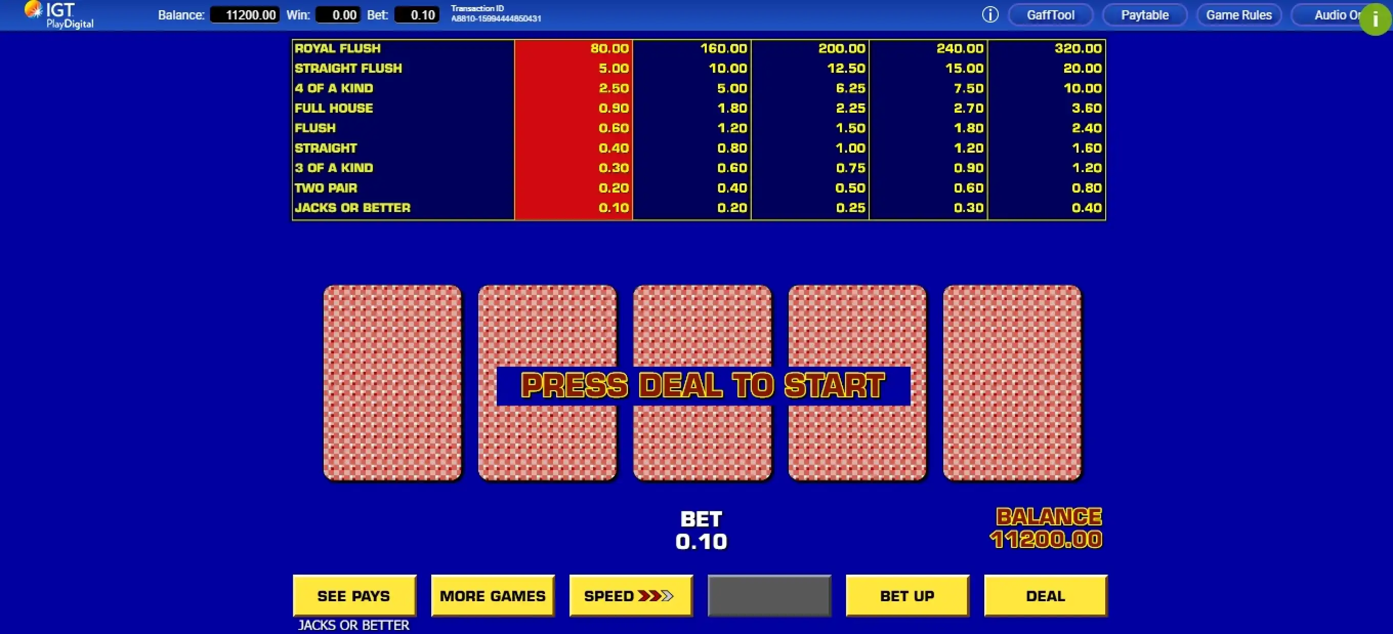 Reels in Game King Video Poker Slot Game by IGT