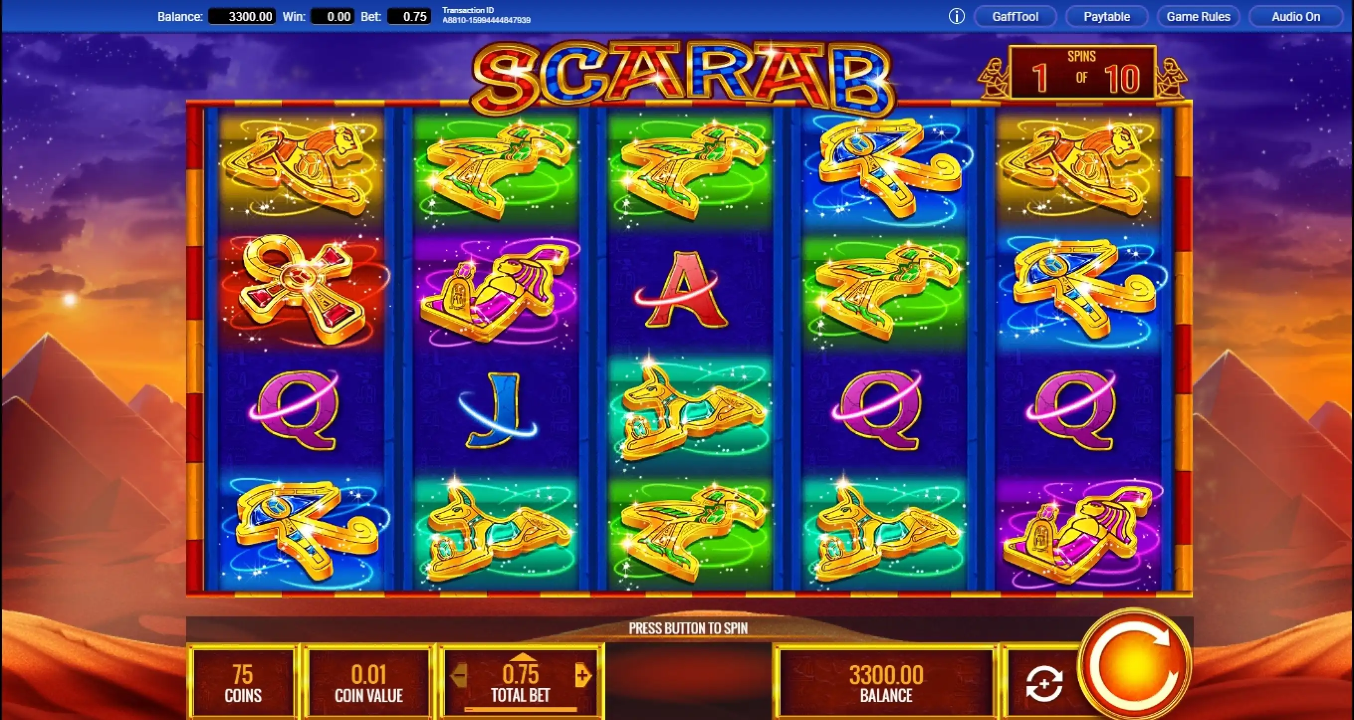 Reels in Scarab Slot Game by IGT