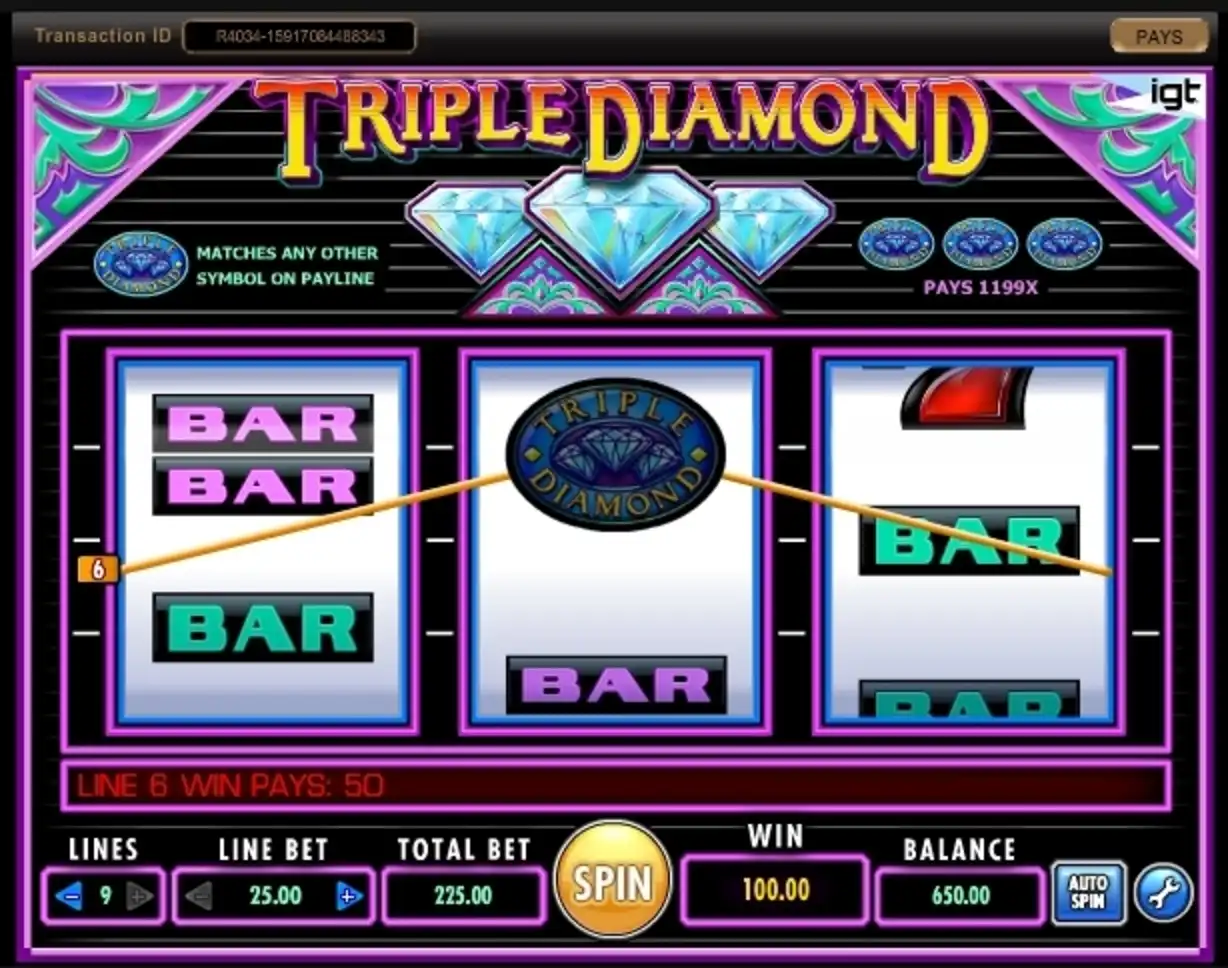 Win Money in Triple Diamond Free Slot Game by IGT