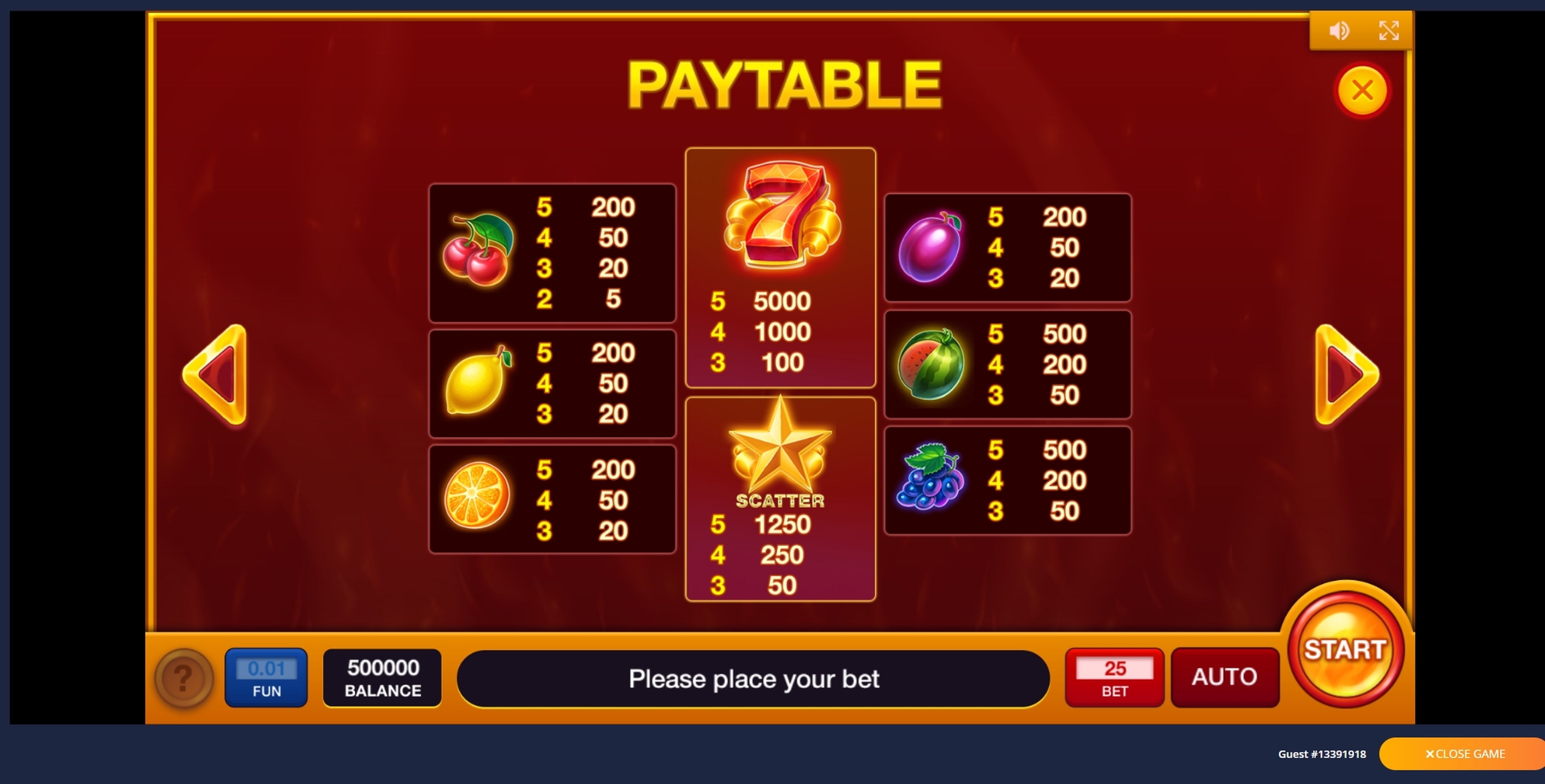 Info of Blazing Fruits Slot Game by Inbet Games