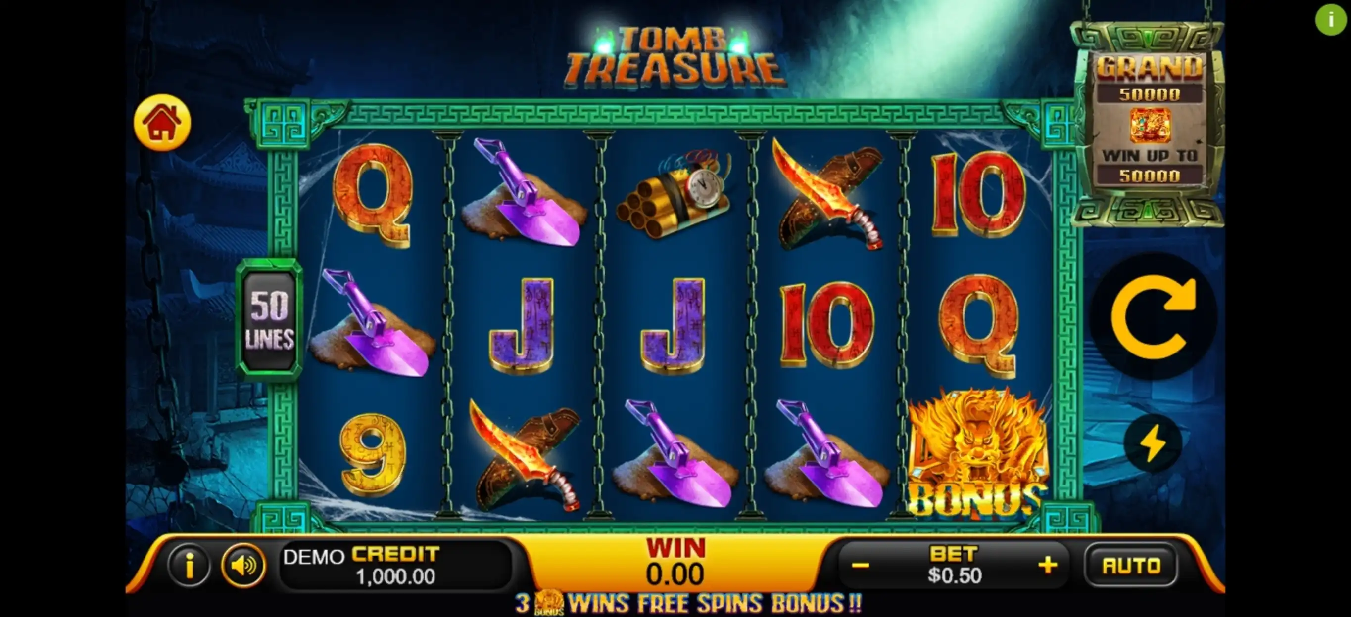 Reels in Tomb Treasure Slot Game by PlayStar