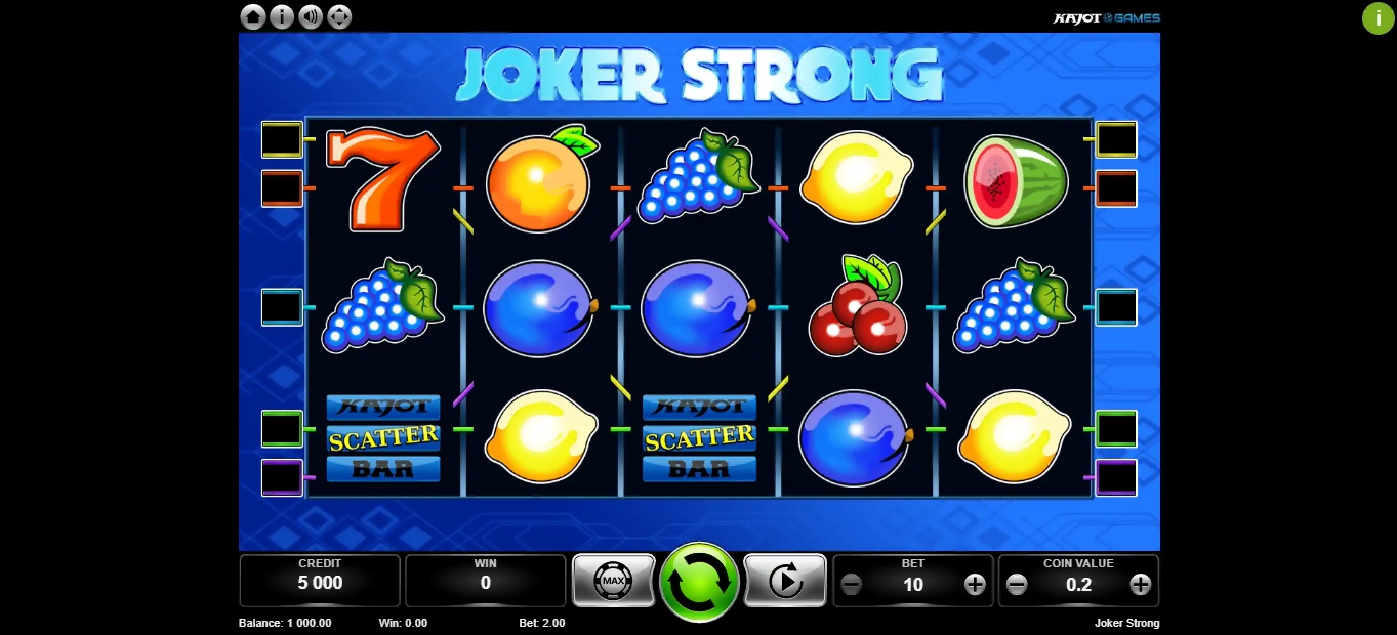 Reels in Joker Strong Slot Game by Kajot