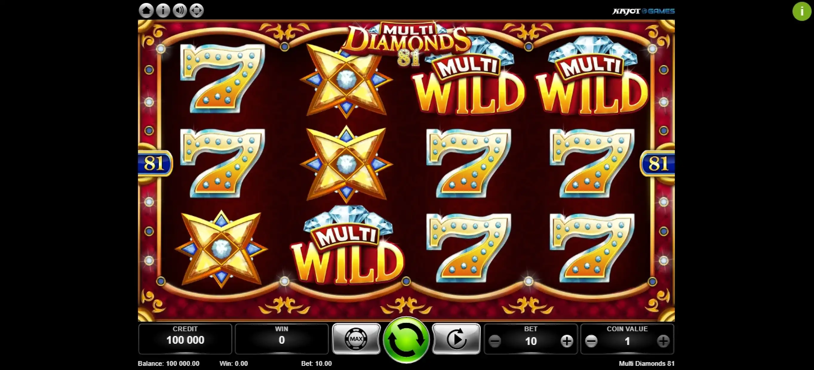 Reels in Multi Diamonds 81 Slot Game by Kajot