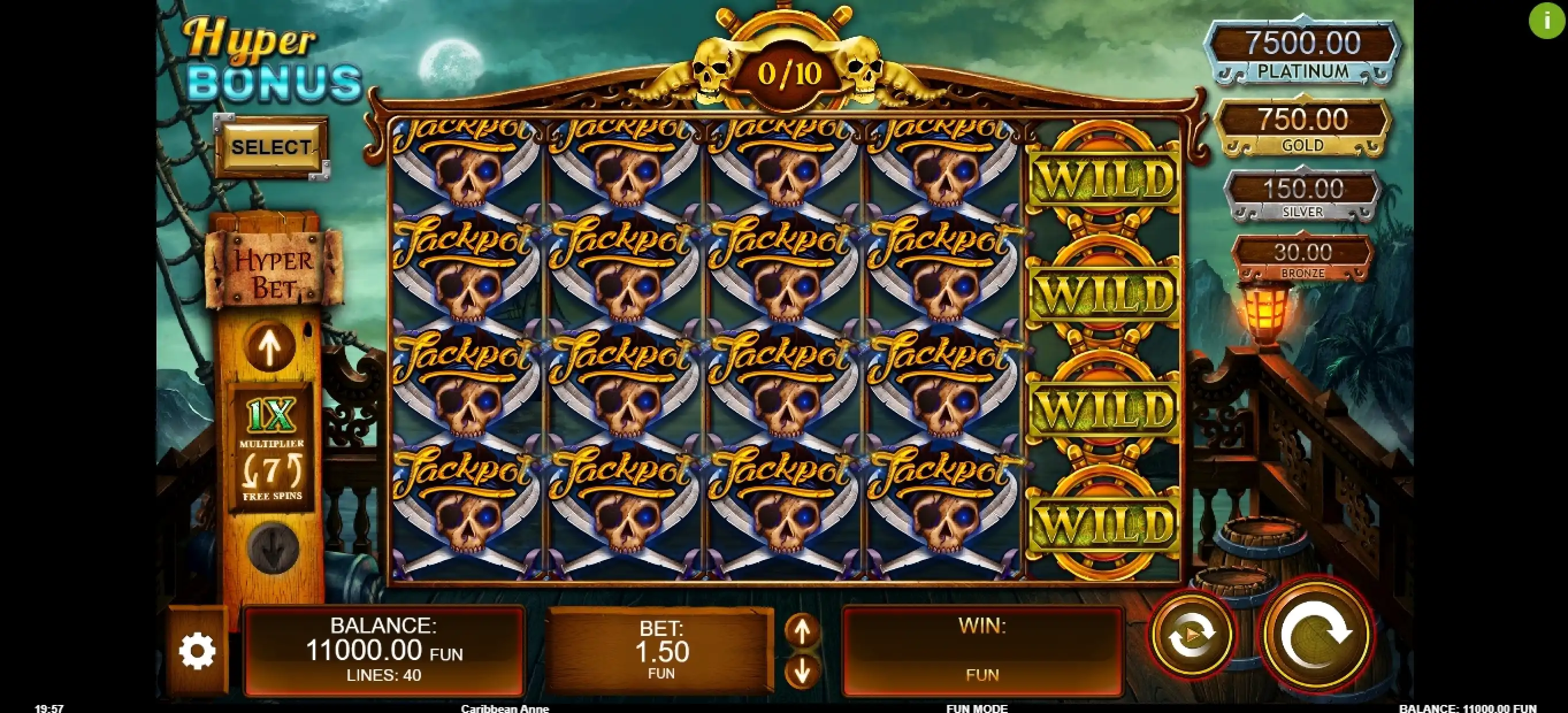 Reels in Caribbean Anne Slot Game by Kalamba Games