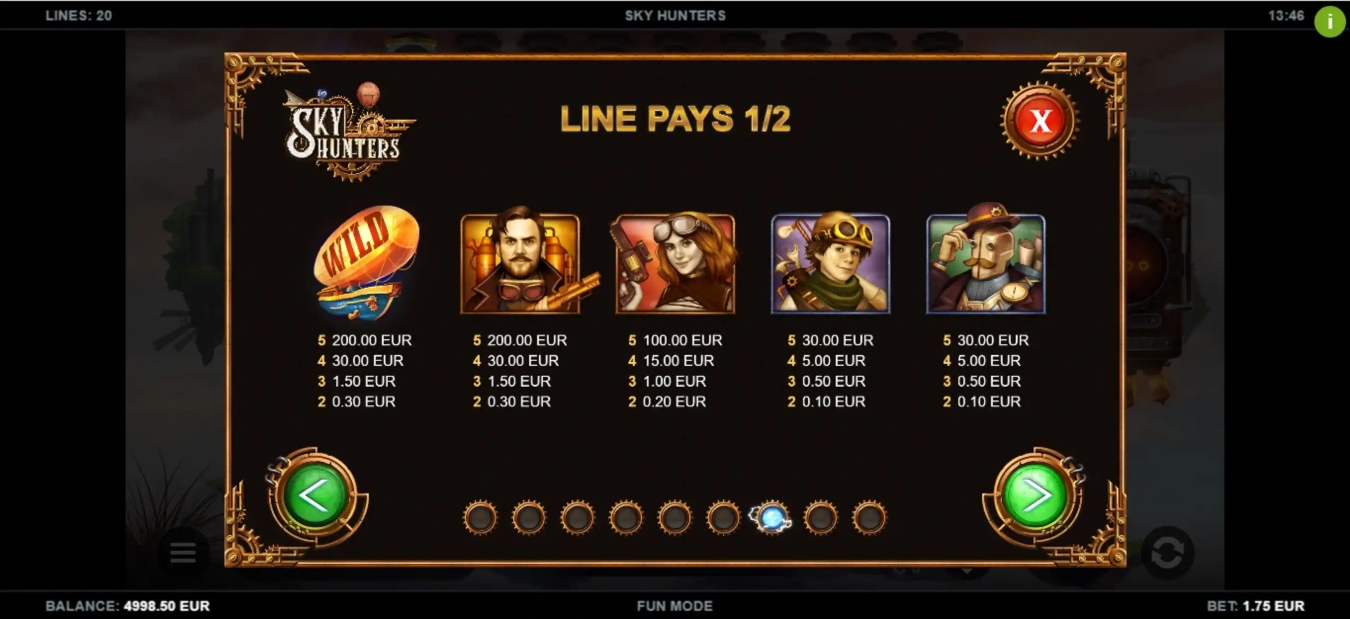 Info of Sky Hunters Slot Game by Kalamba Games