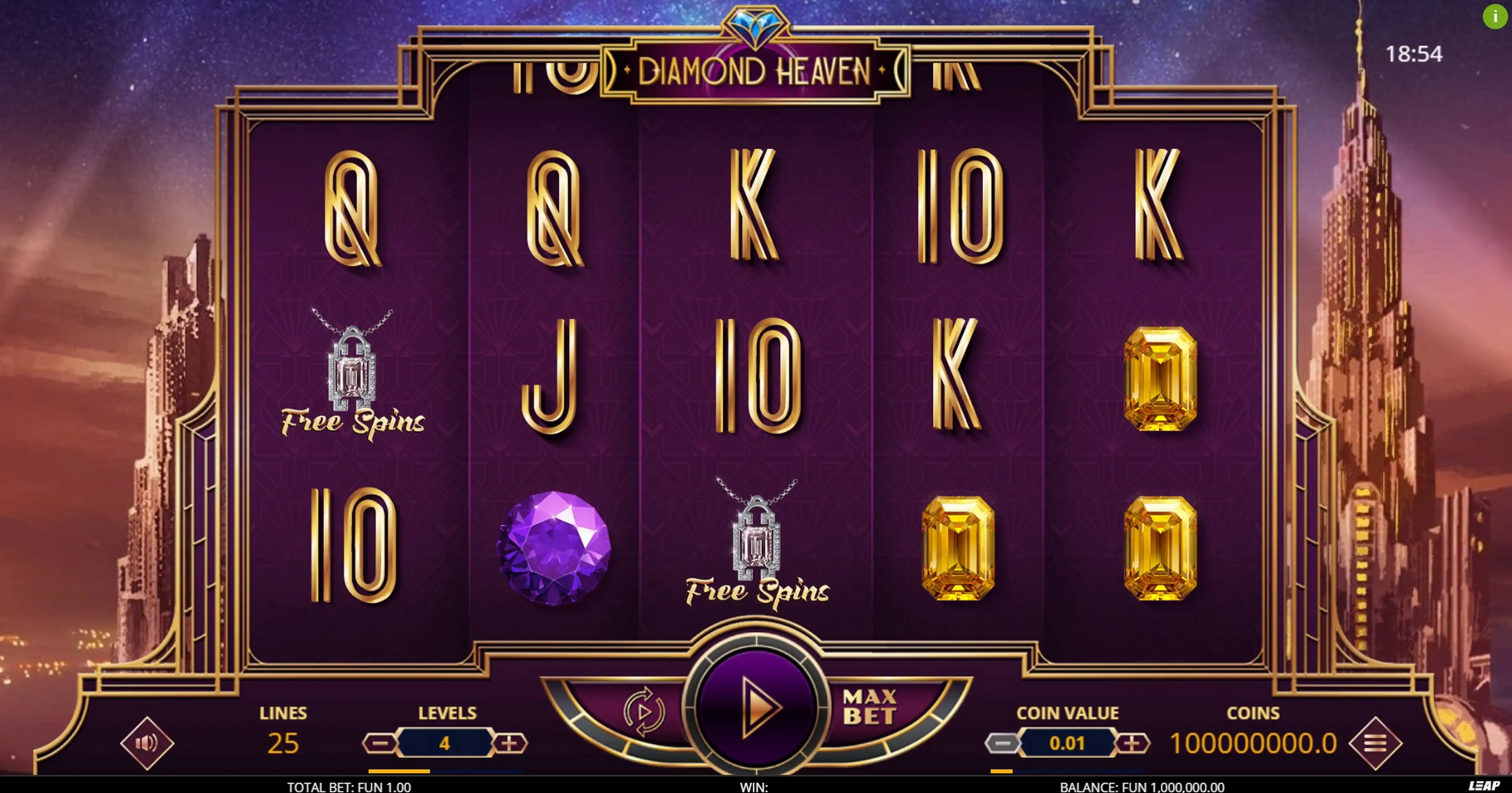 Reels in Diamond Heaven Slot Game by Leap